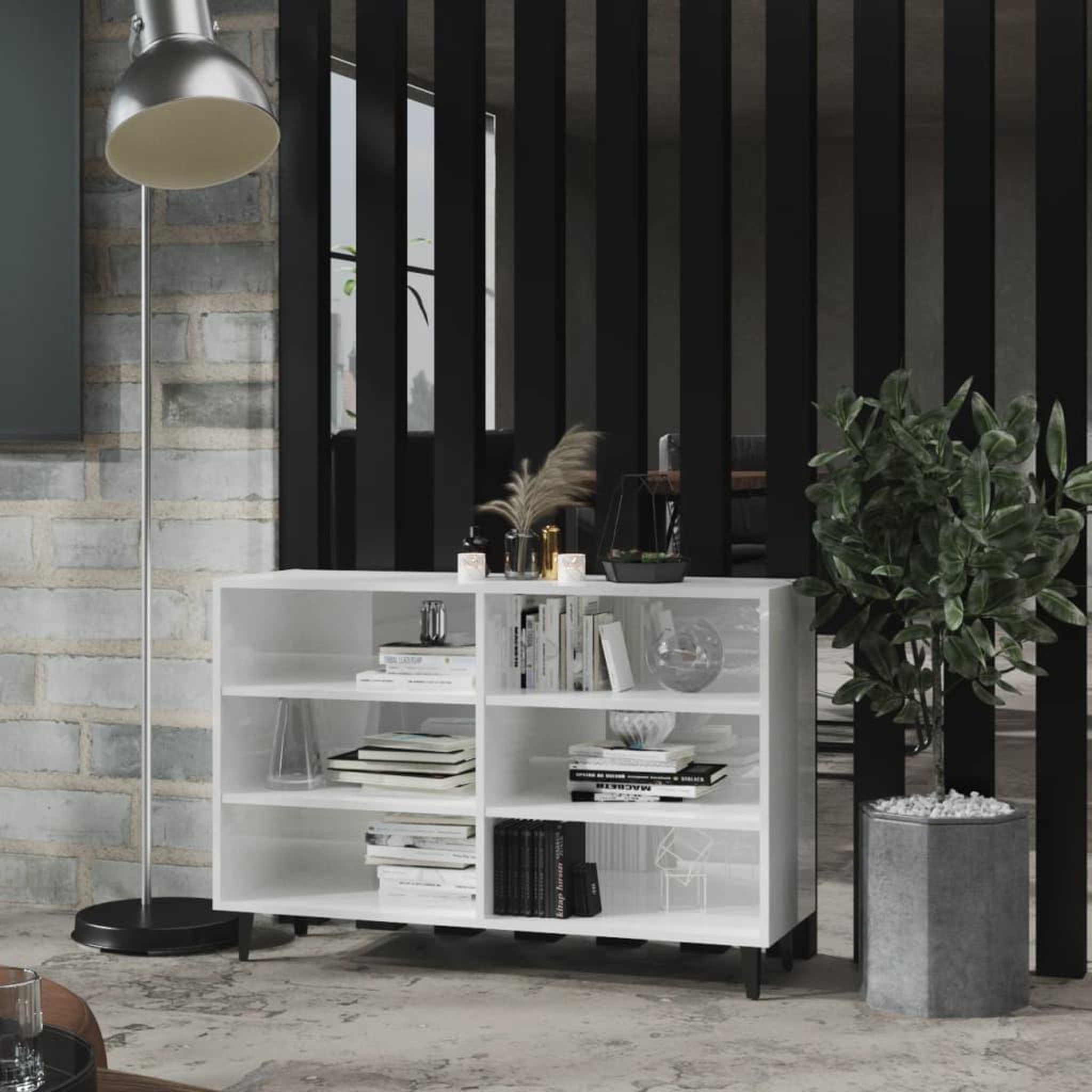 Voir la diapositive 1 : VIDAXL Buffet blanc brillant 103,5x35x70 cm bois d'ingenierie