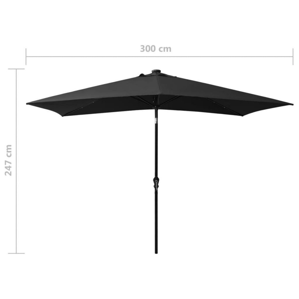 VIDAXL Parasol de jardin avec LED et mat en acier noir 2x3 m