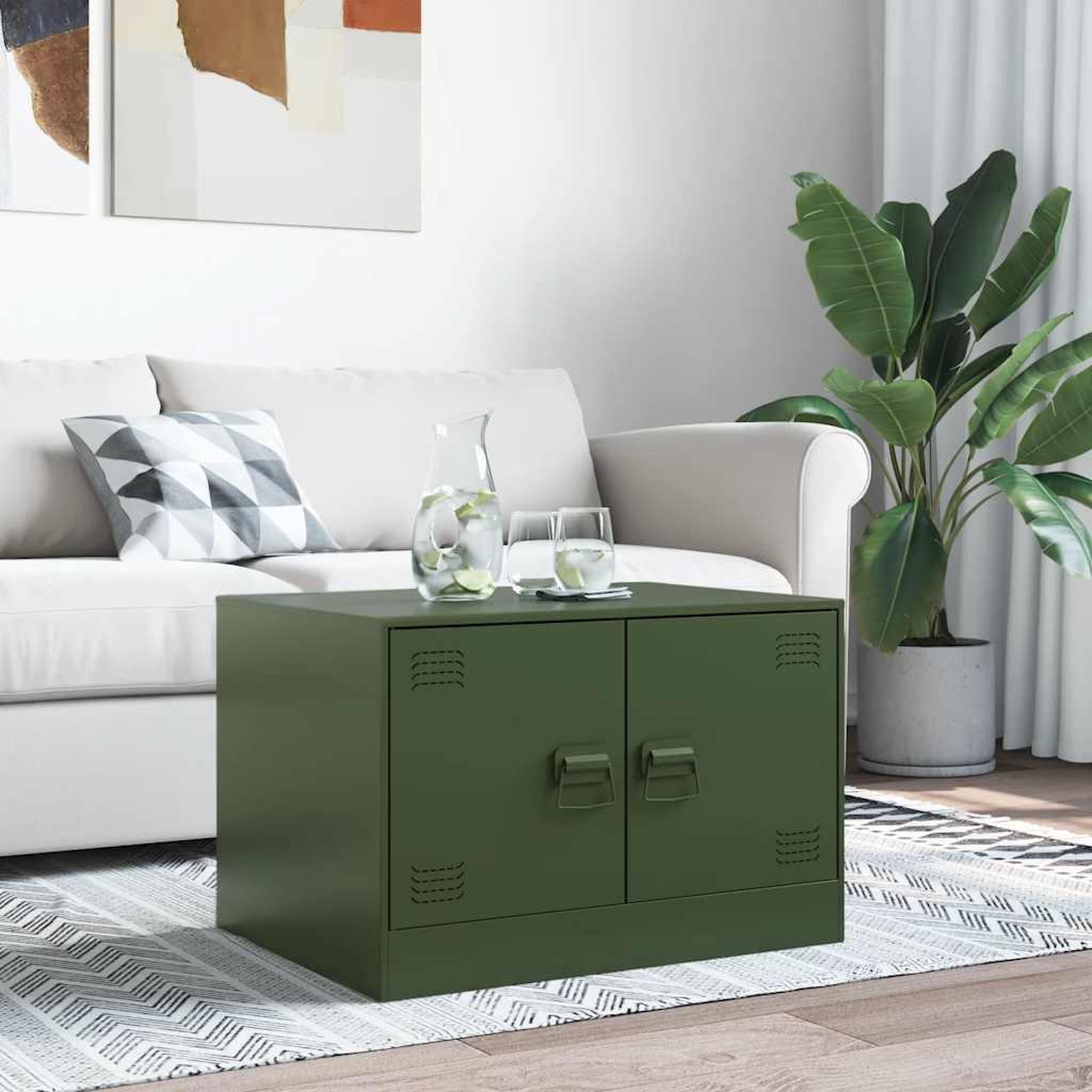 Voir la diapositive 3 : VIDAXL Table basse vert olive 67x50x44 cm acier