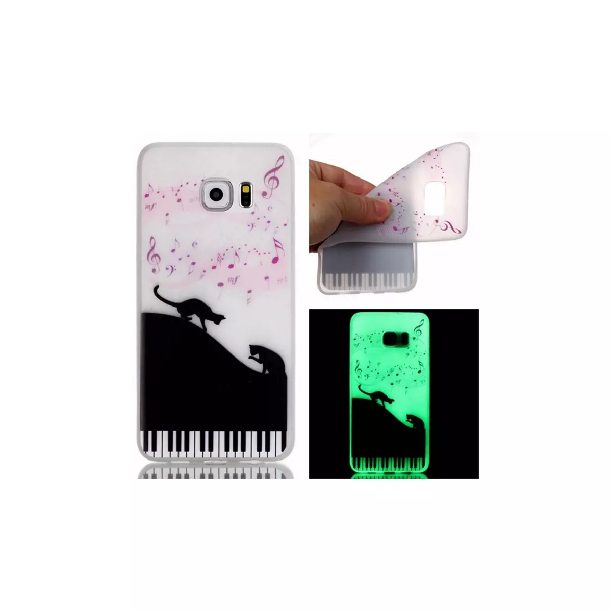 amahousse Coque souple Galaxy S7 phosphorescente motif Note de musique