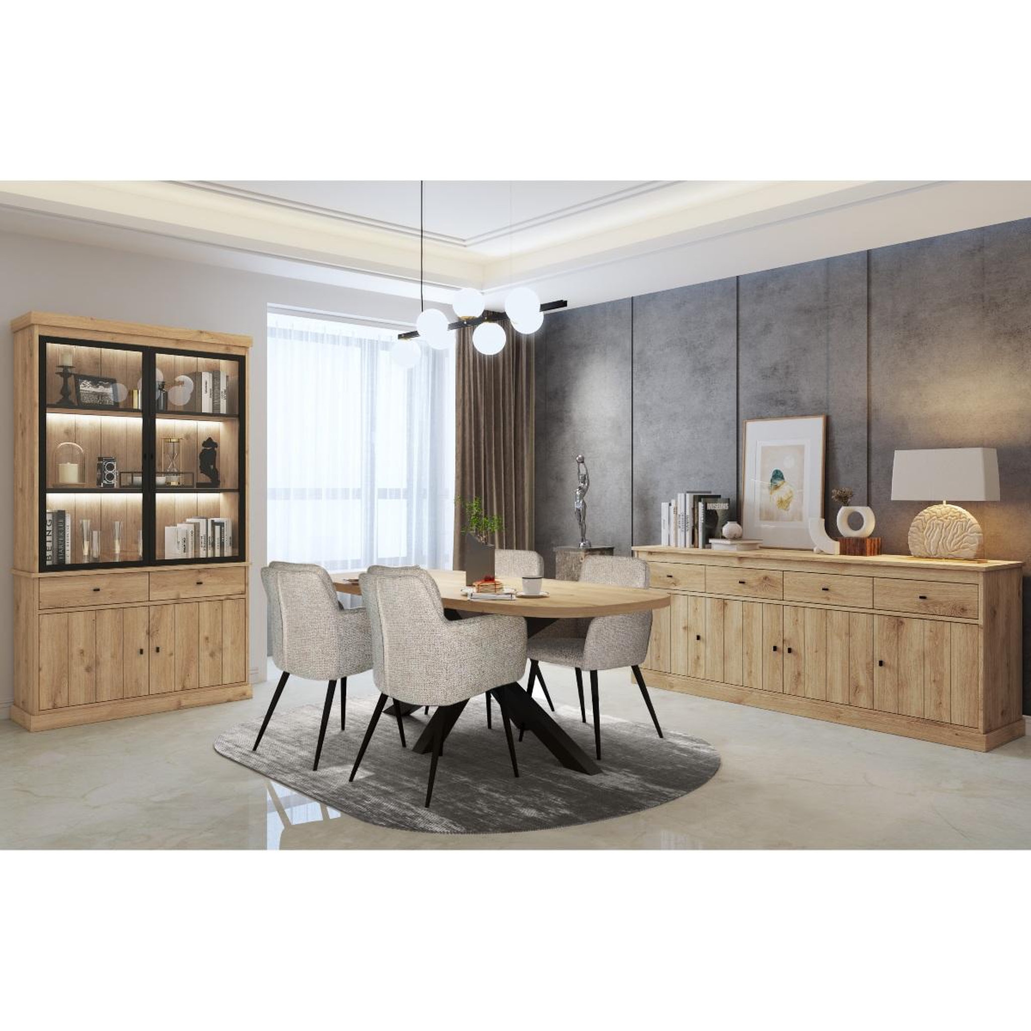 Voir la diapositive 5 : JLC KREATION Buffet bas moderne en bois 225cm VALENTINE