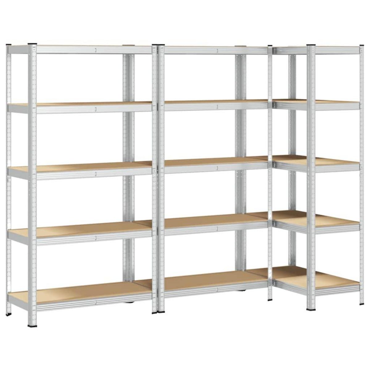 VIDAXL Etagere a 5 niveaux 3 pcs Argente Acier et bois ingenierie