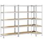 Voir la diapositive 2 : VIDAXL Etagere a 5 niveaux 3 pcs Argente Acier et bois ingenierie