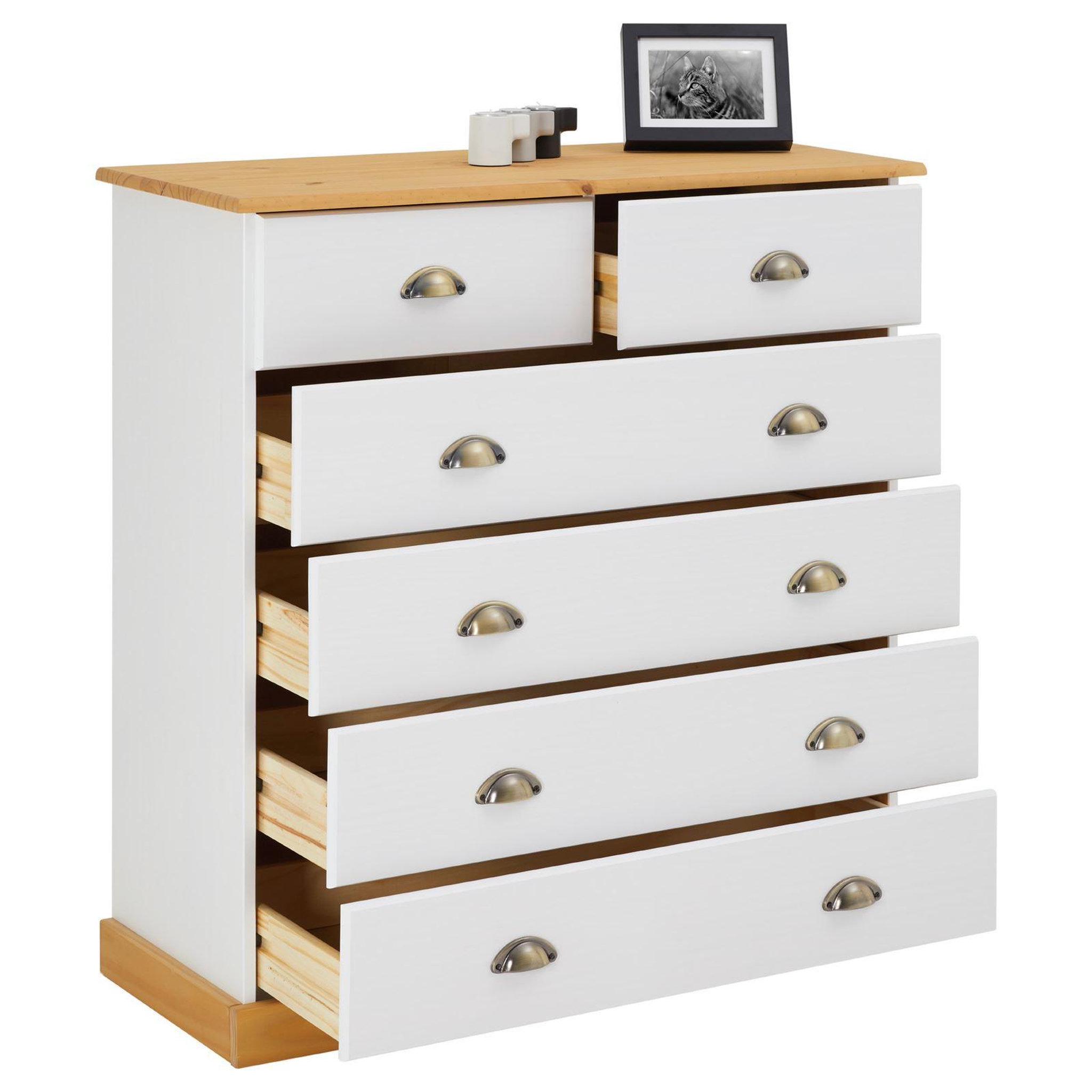 Voir la diapositive 4 : IDIMEX Commode PARIS en pin massif, 6 tiroirs
