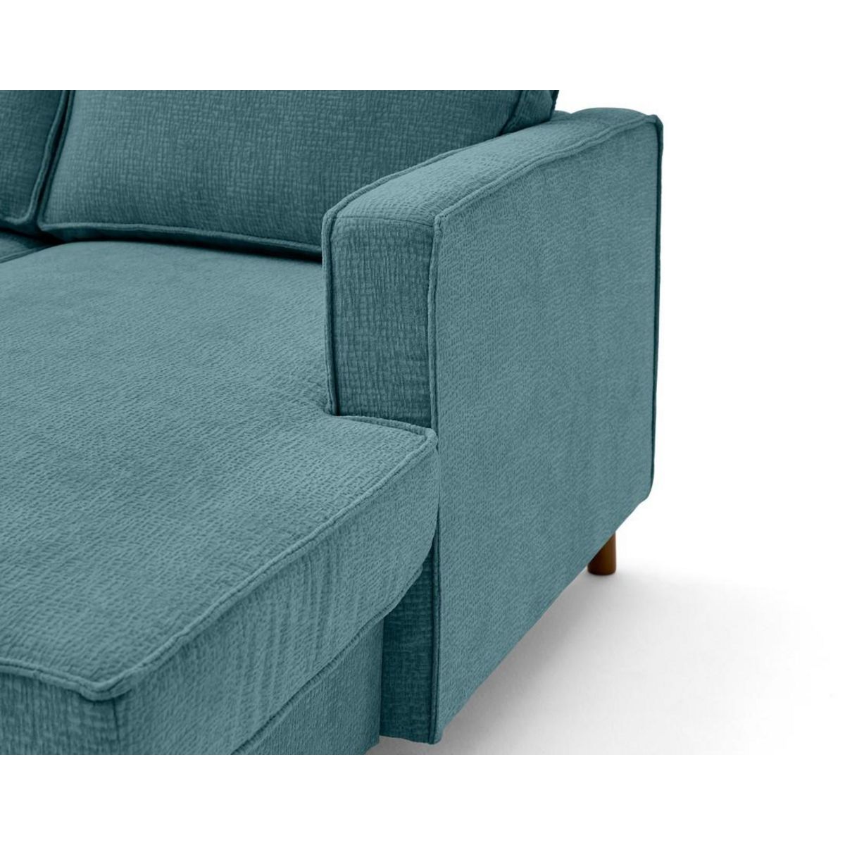 LISA DESIGN Jake - canapé panoramique d'angle gauche 7 places convertible avec coffre en tissu velours relief