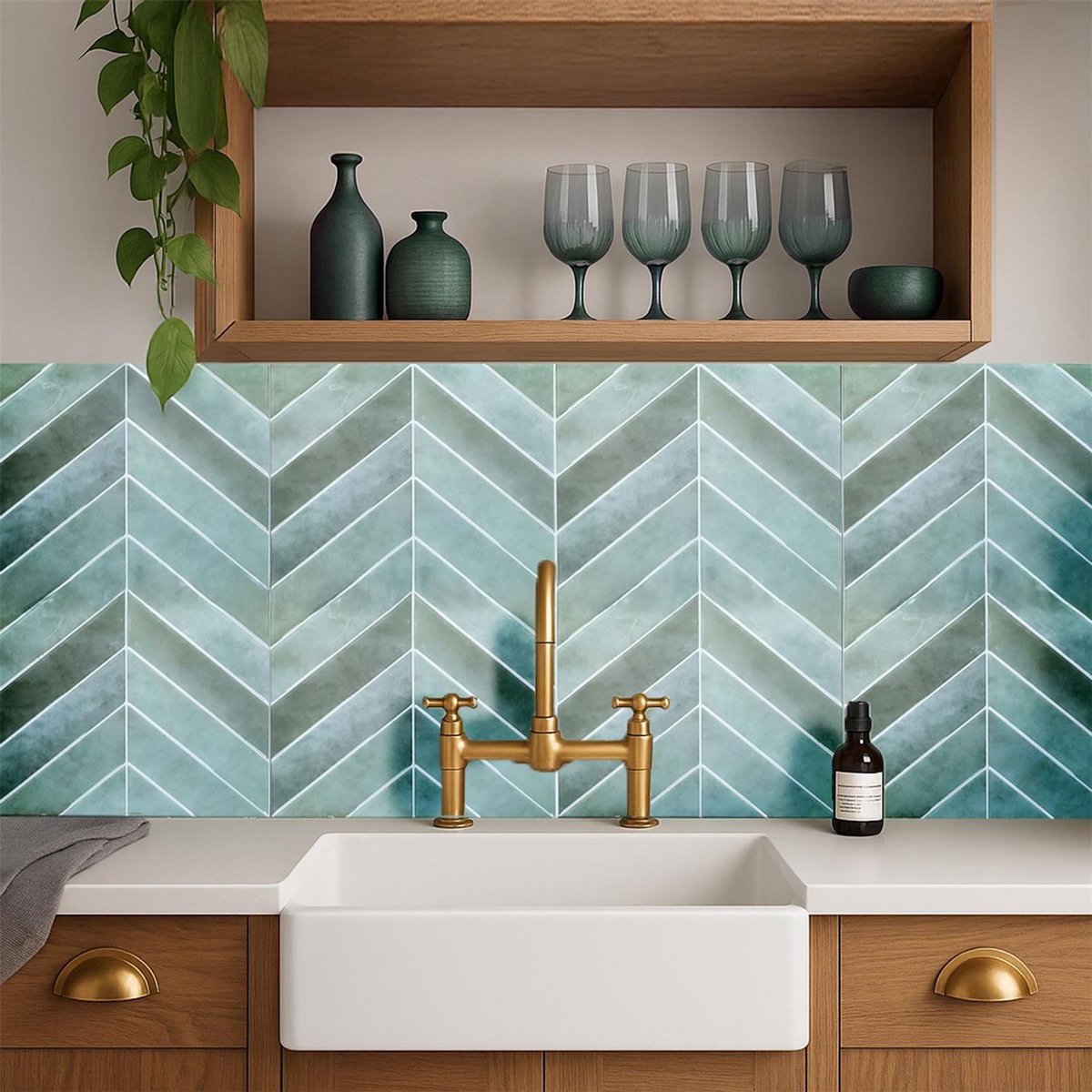 The Home Deco Factory 4 crédences adhésives motifs chevrons effet Zellige
