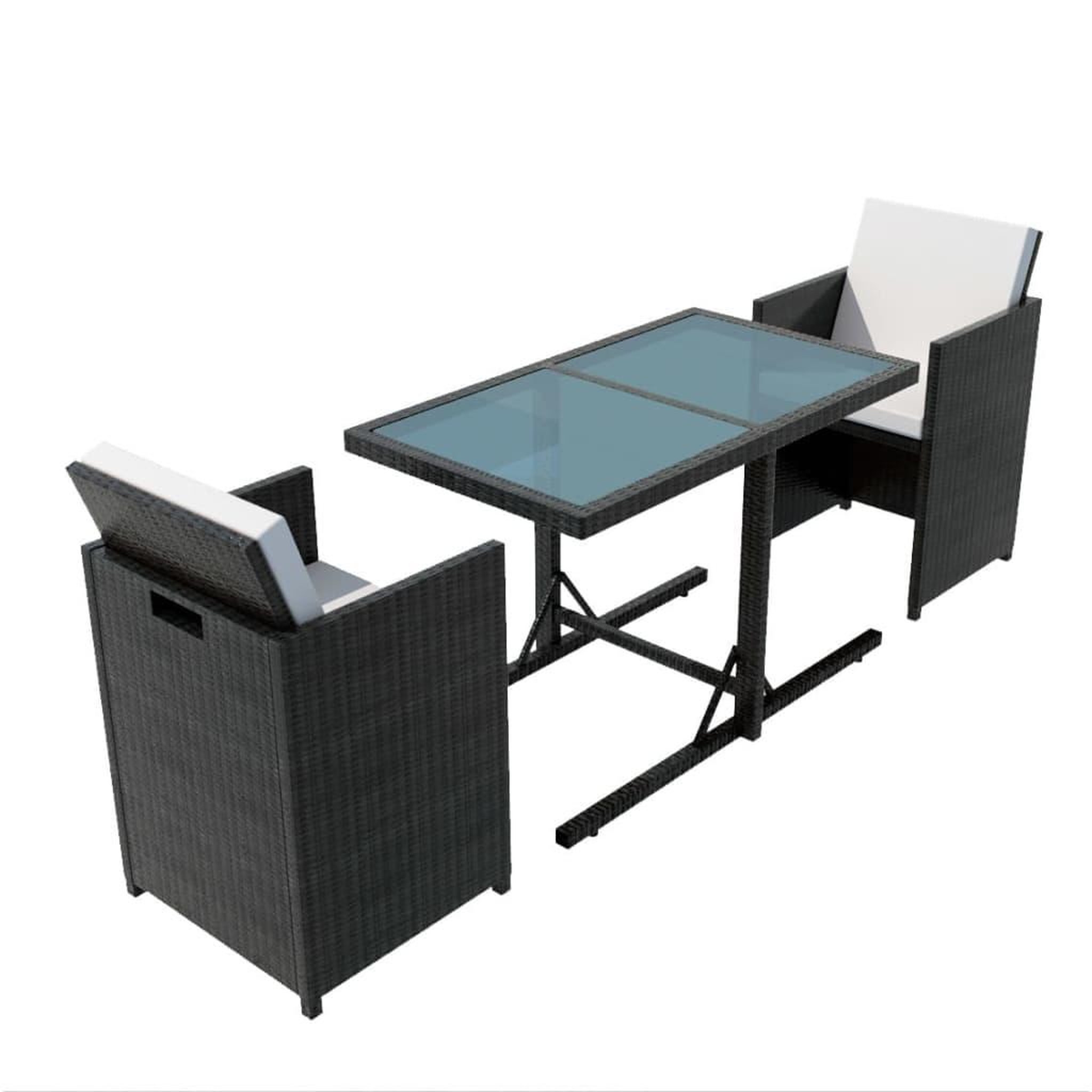 Voir la diapositive 2 : VIDAXL Ensemble de bistro 3 pcs avec coussins resine tressee noir