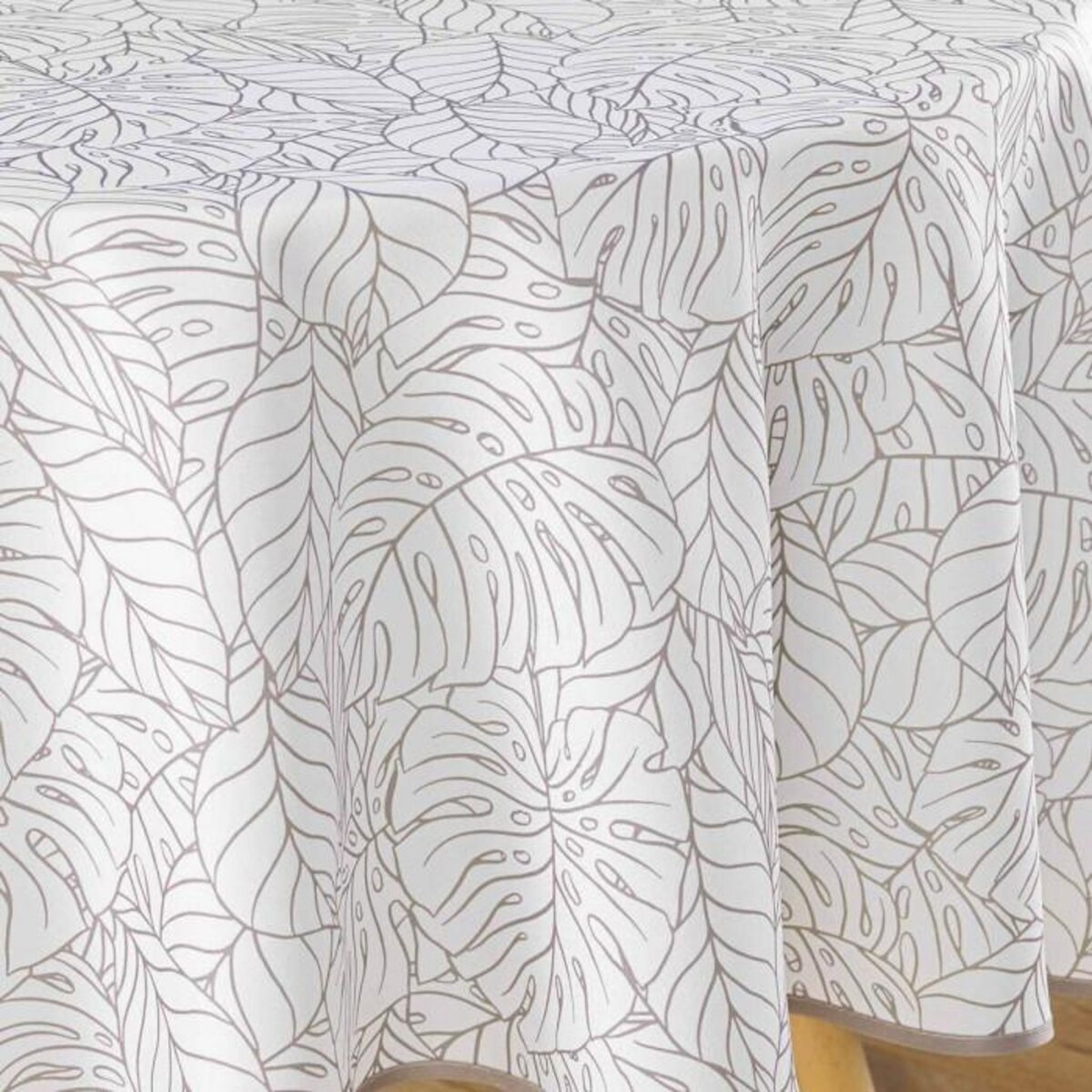 Paris Prix Nappe Ronde Imprimé  Solea  180cm Blanc