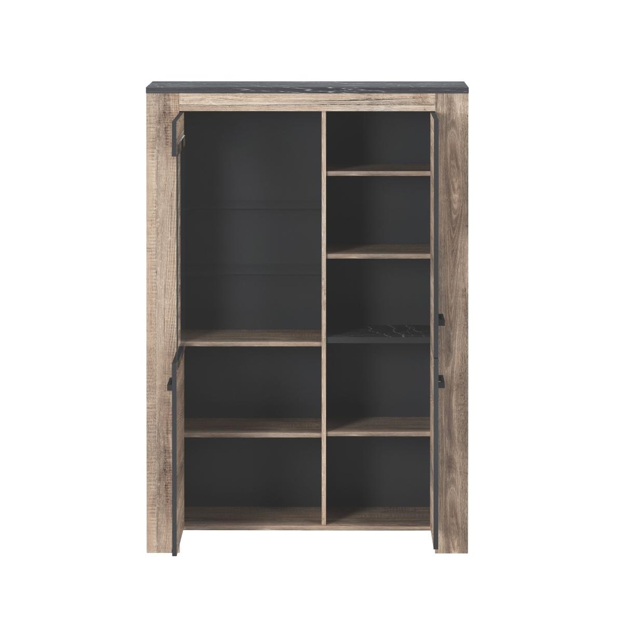 Voir la diapositive 5 : JLC KREATION Argentier moderne en bois avec porte vitrée LED OLIVE