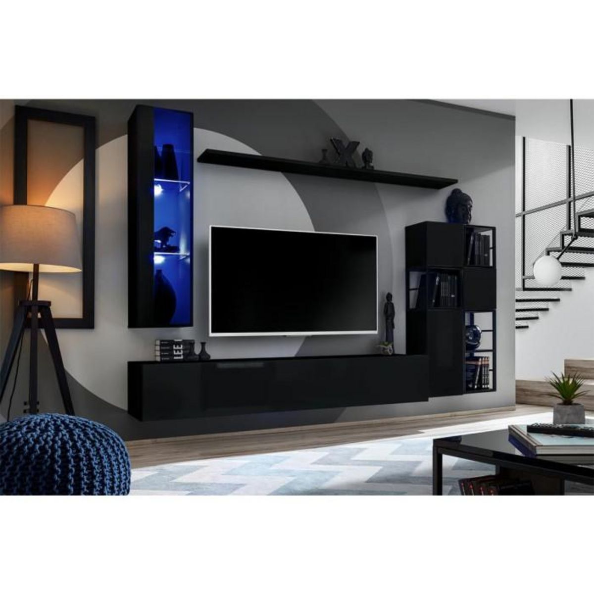 Paris Prix Ensemble Meuble TV Design  Switch II  250cm Noir