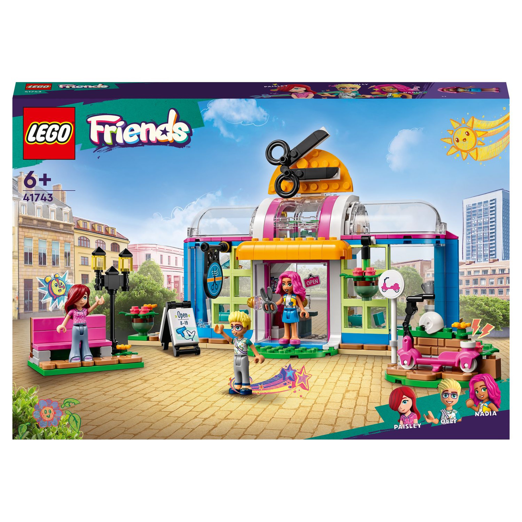 Voir la diapositive 1 : LEGO Friends 41743 Le salon de coiffure, Jouet de Coiffure avec Mini-Poupées 2023 Paisley & Olly, Cheveux et Visage Interchangeables