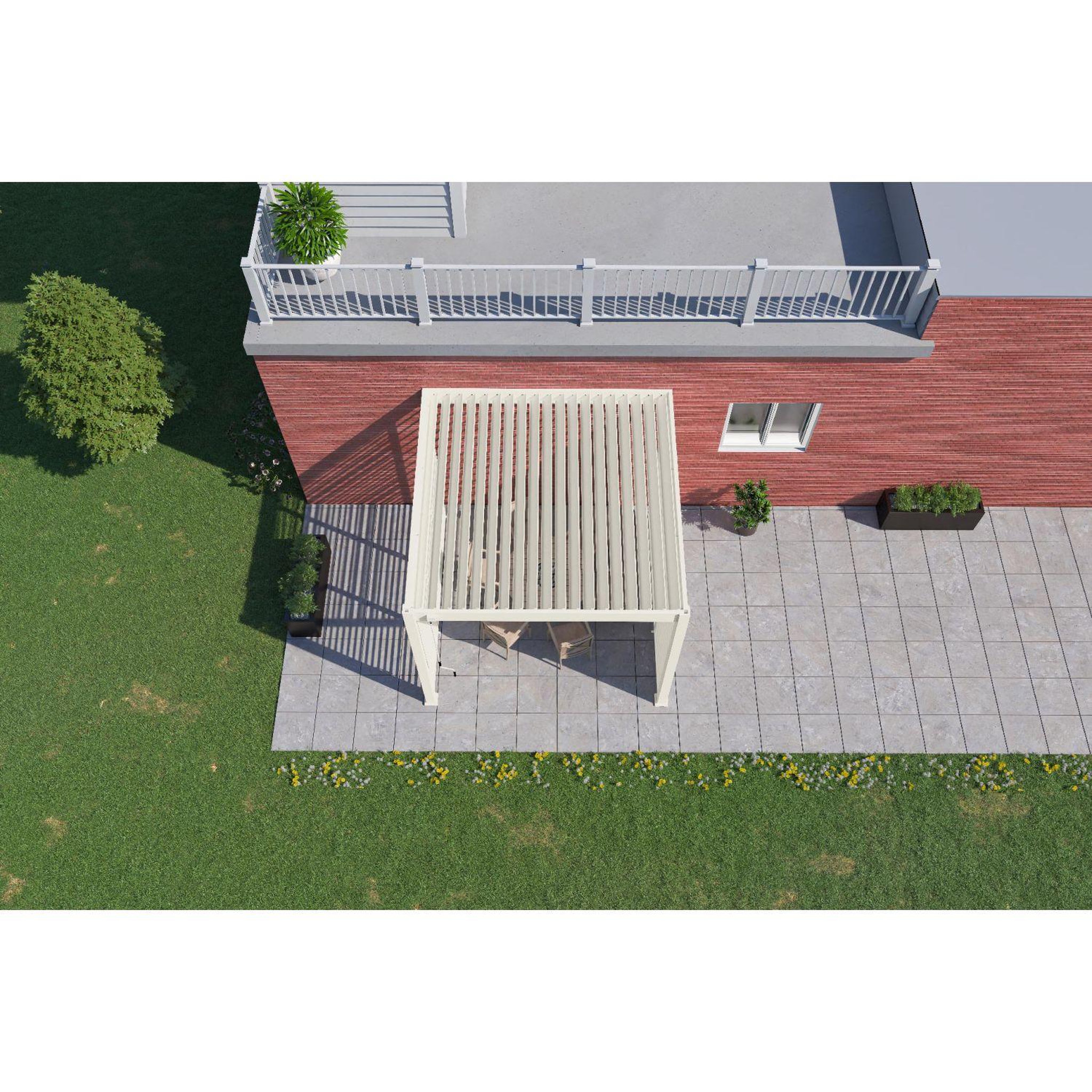 Voir la diapositive 9 : Pergola Bioclimatique adossée 3x3 m - Aluminium - Blanc -  VS OmBREA®