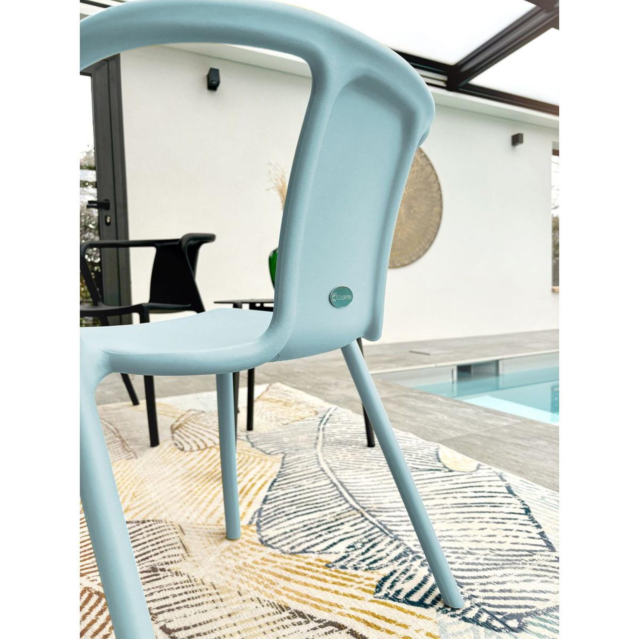 Voir la diapositive 5 : Paris Prix Lot de 2 fauteuils de jardin empilables  diego  72cm bleu azur