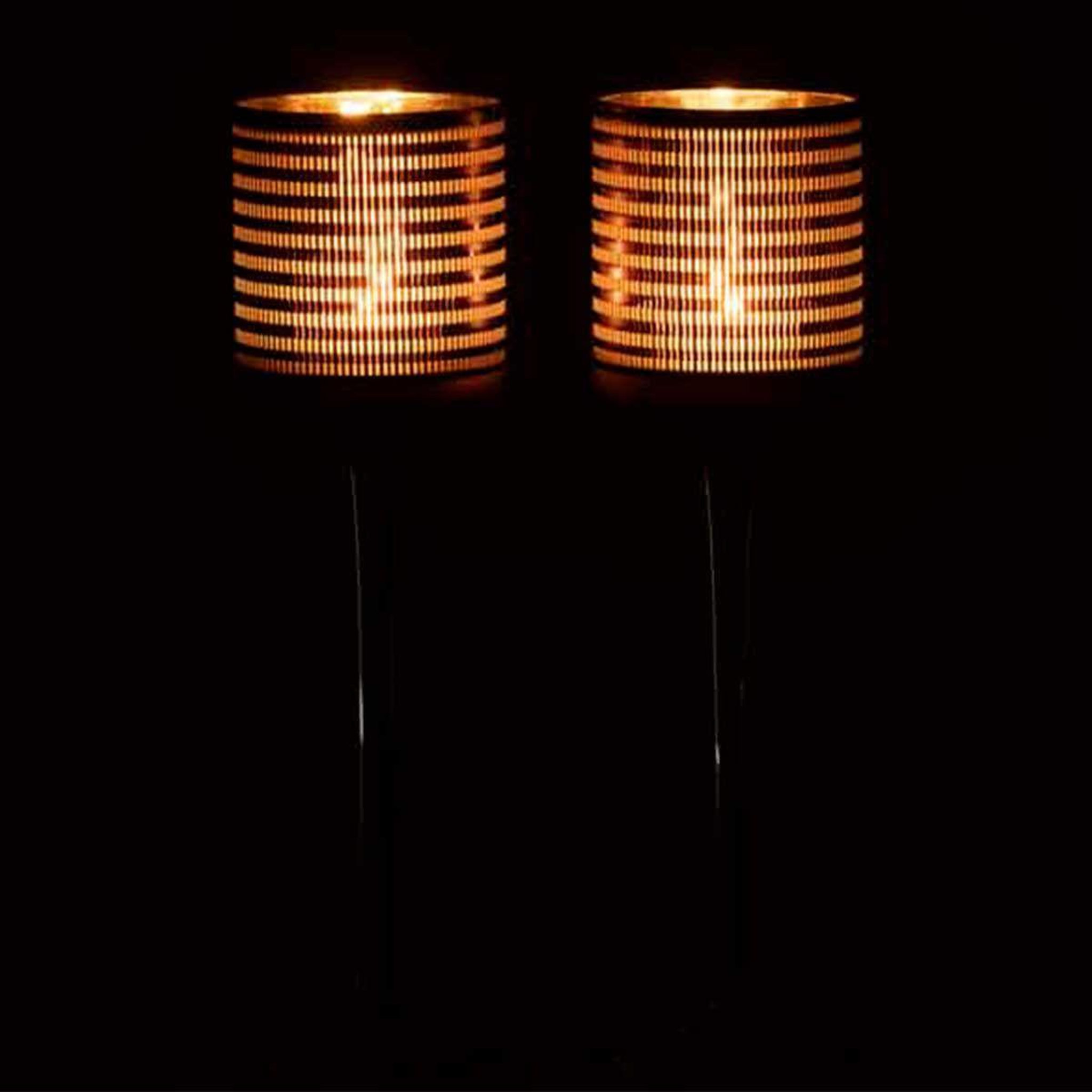 Voir la diapositive 3 : J-LINE Lot de 2 Photophores sur Pied  Verre Rayé  25cm Marron