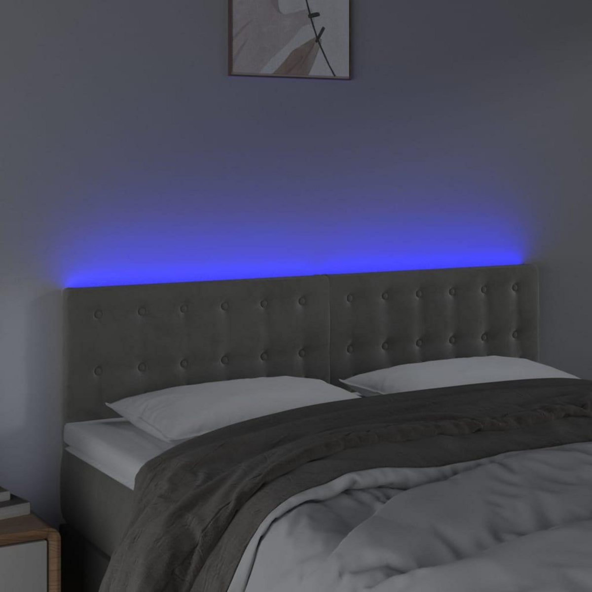 VIDAXL Tete de lit a LED Gris clair 144x5x78/88 cm Velours
