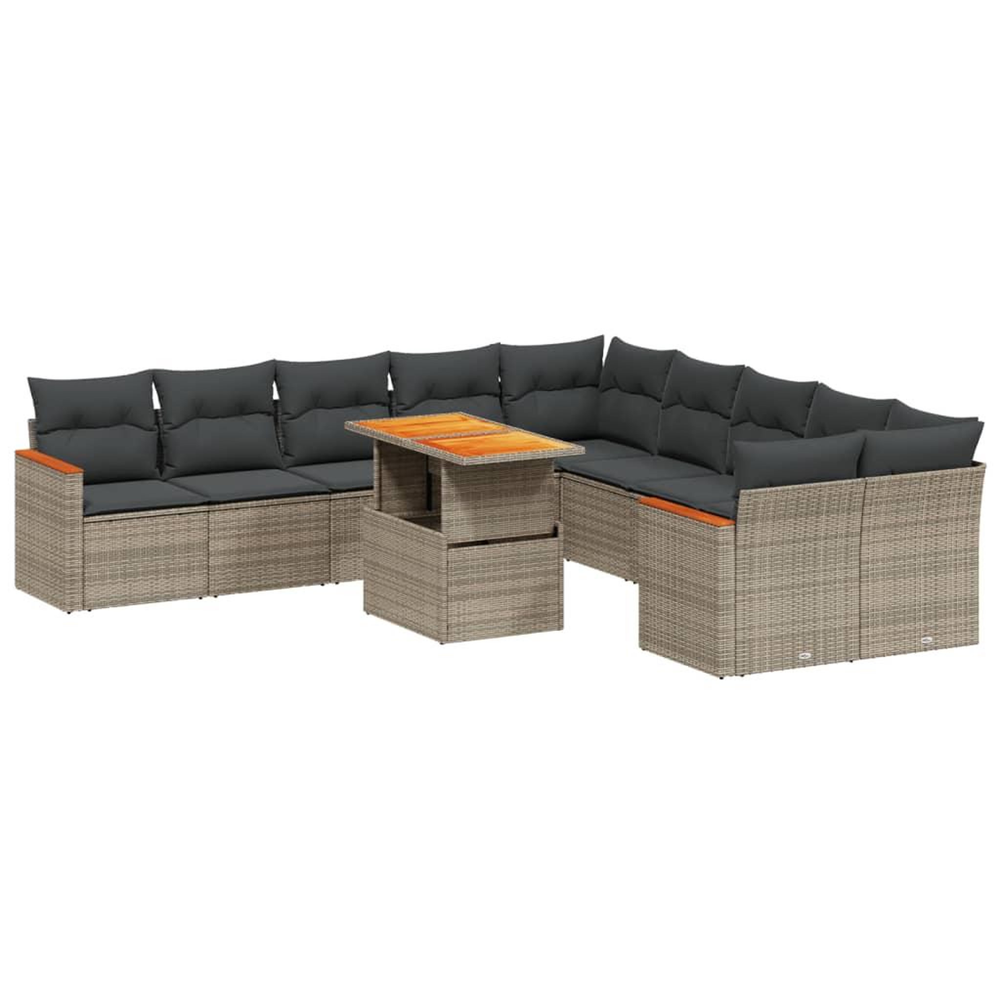 Voir la diapositive 2 : VIDAXL Salon de jardin 11 pcs avec coussins gris resine tressee