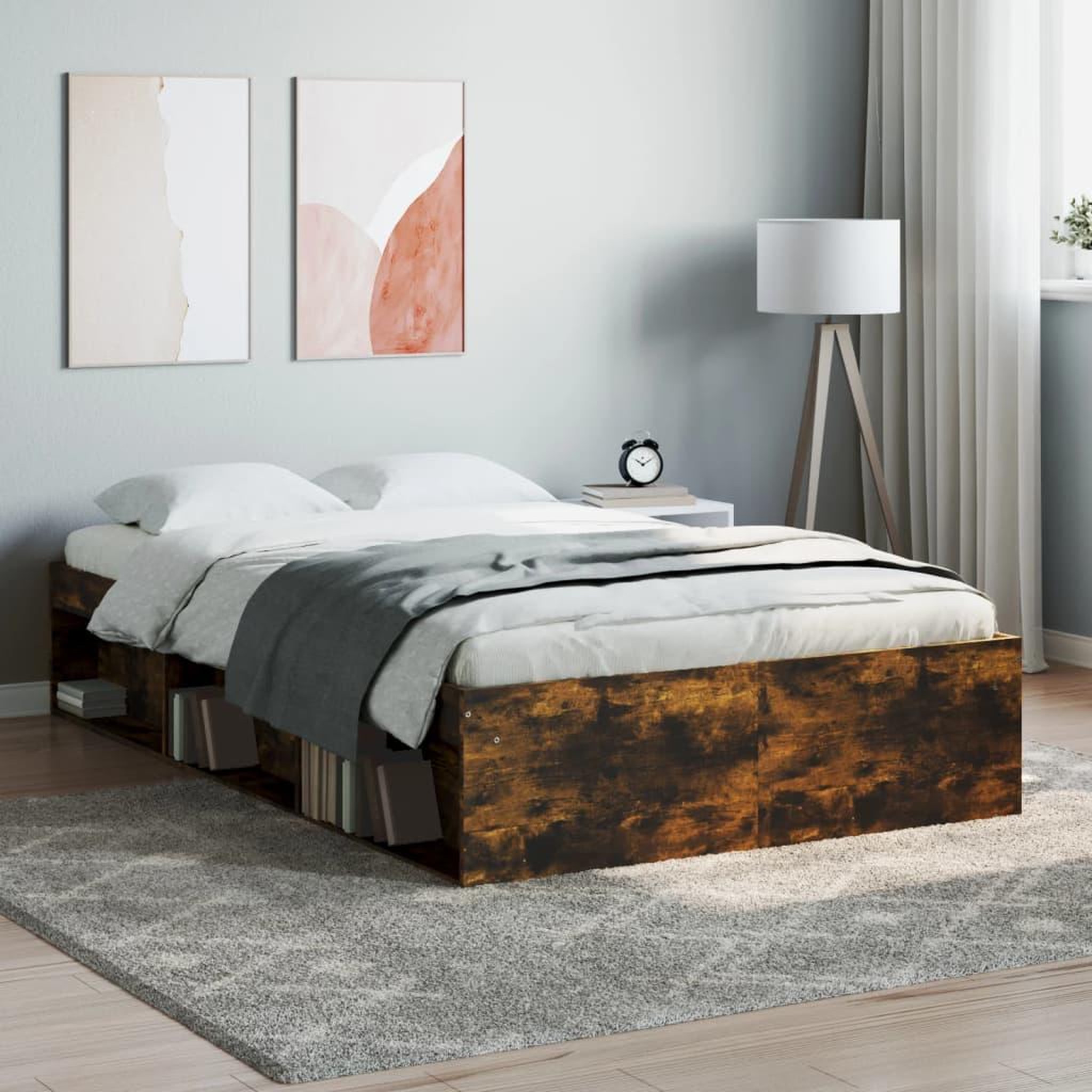 VIDAXL Cadre de lit sans matelas chene fume 120x200 cm