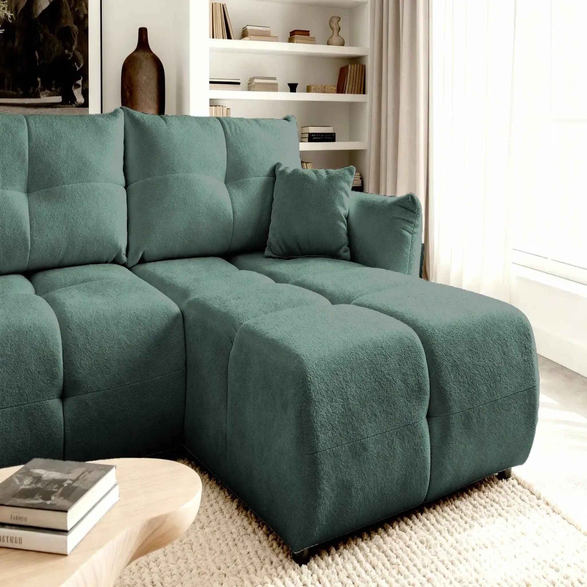 Voir la diapositive 5 : CASANOVA PARIS June - canapé d'angle convertible tissu bouclette