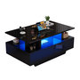 Voir la diapositive 1 : MERAX Table Basse Avec 2 Tiroirs Et LED