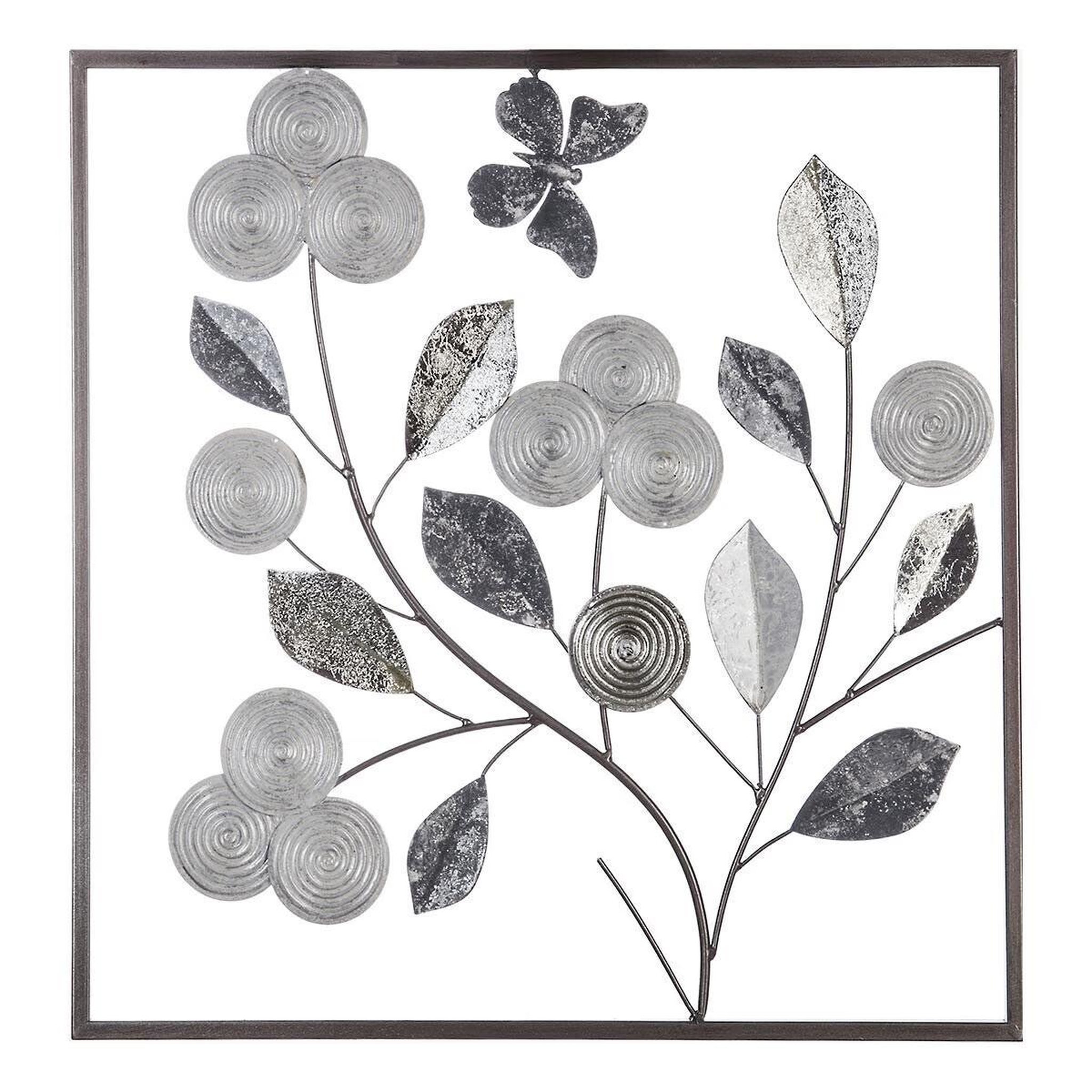 ATMOSPHERA Décoration murale métal  fleurs  50cm argent