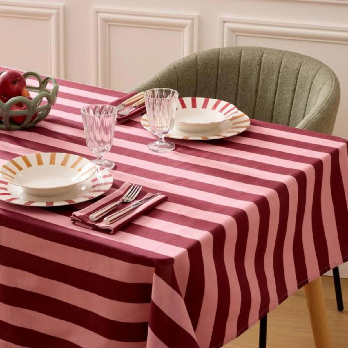 ATMOSPHERA Nappe à Rayures  Chéri  150x250cm Rouge