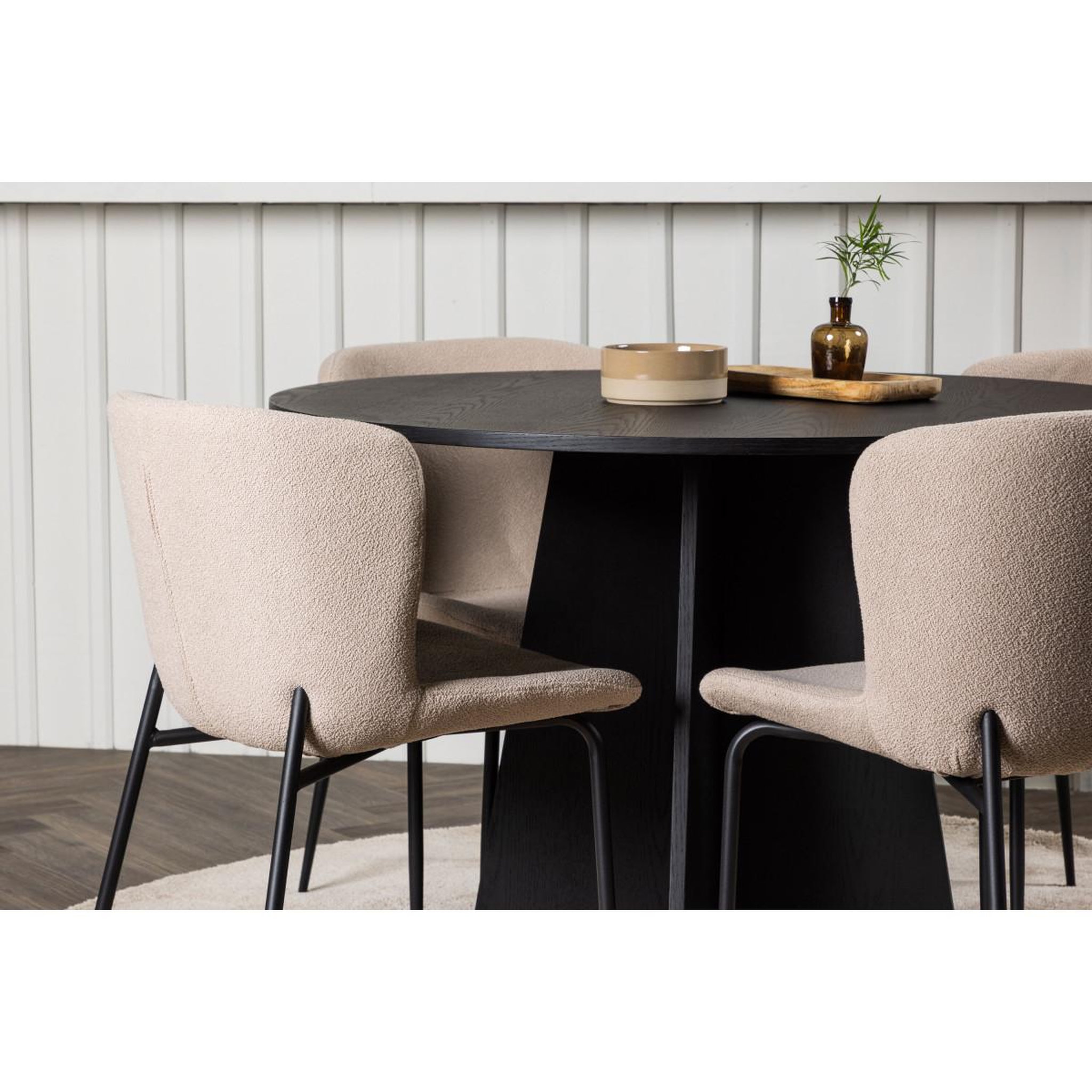 Voir la diapositive 5 : Paris Prix Ensemble table à manger & 4 chaises  bootcut & modesto  110cm noir & beige