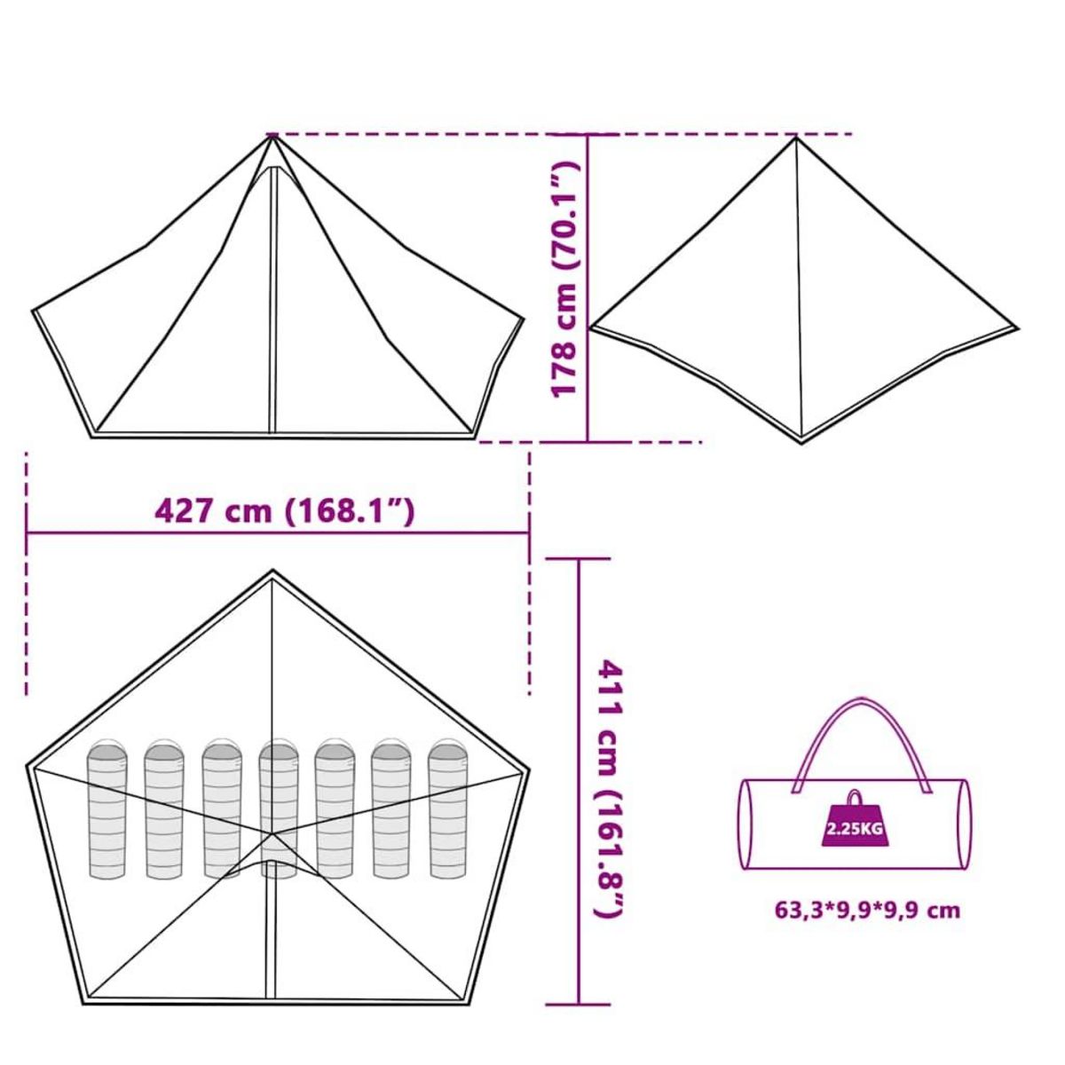 VIDAXL Tente familiale tipi 7 personnes bleu impermeable