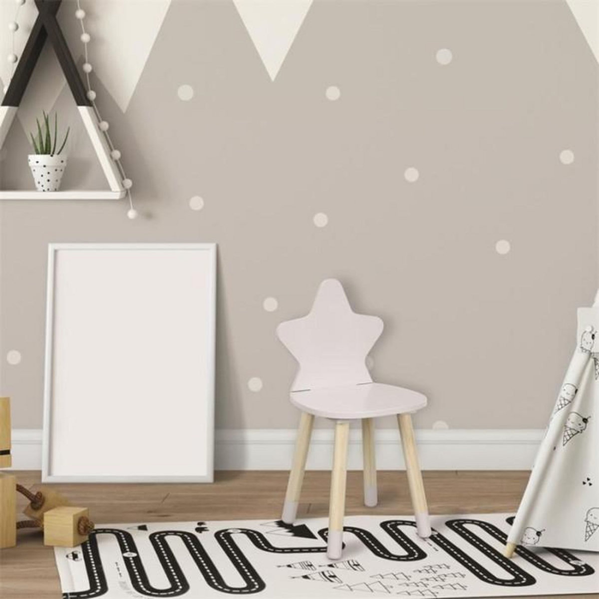 Paris Prix Chaise Enfant en Bois  Étoile  54cm Blanc