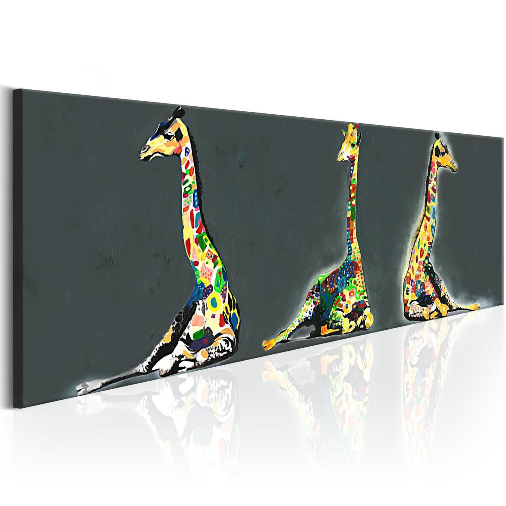 Paris Prix Tableau imprimé  colourful giraffes. Coloris disponibles : Multicolore