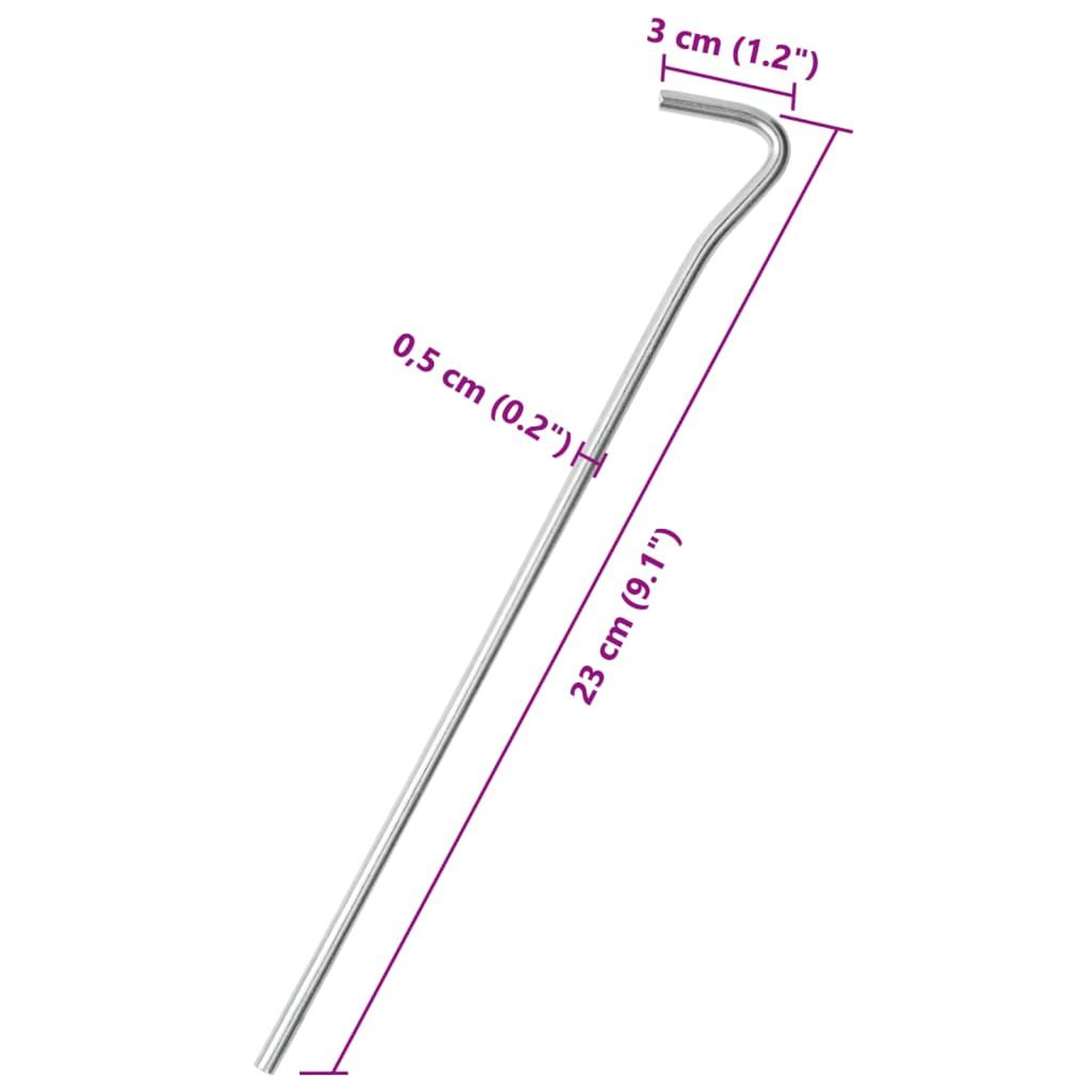 Voir la diapositive 5 : VIDAXL Piquets de tente 25 pcs 23 cm Ø5 mm acier galvanise