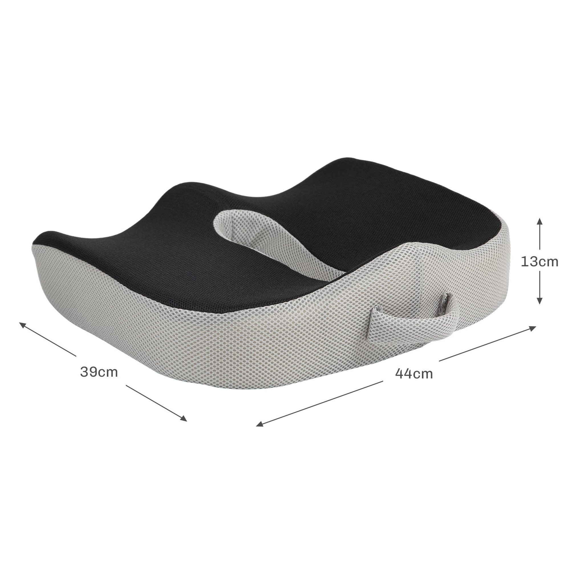 Voir la diapositive 3 : HOMCOM Coussin siège de chaise de bureau en mousse à mémoire de forme - coussin coccyx ergonomique - maille gris noir