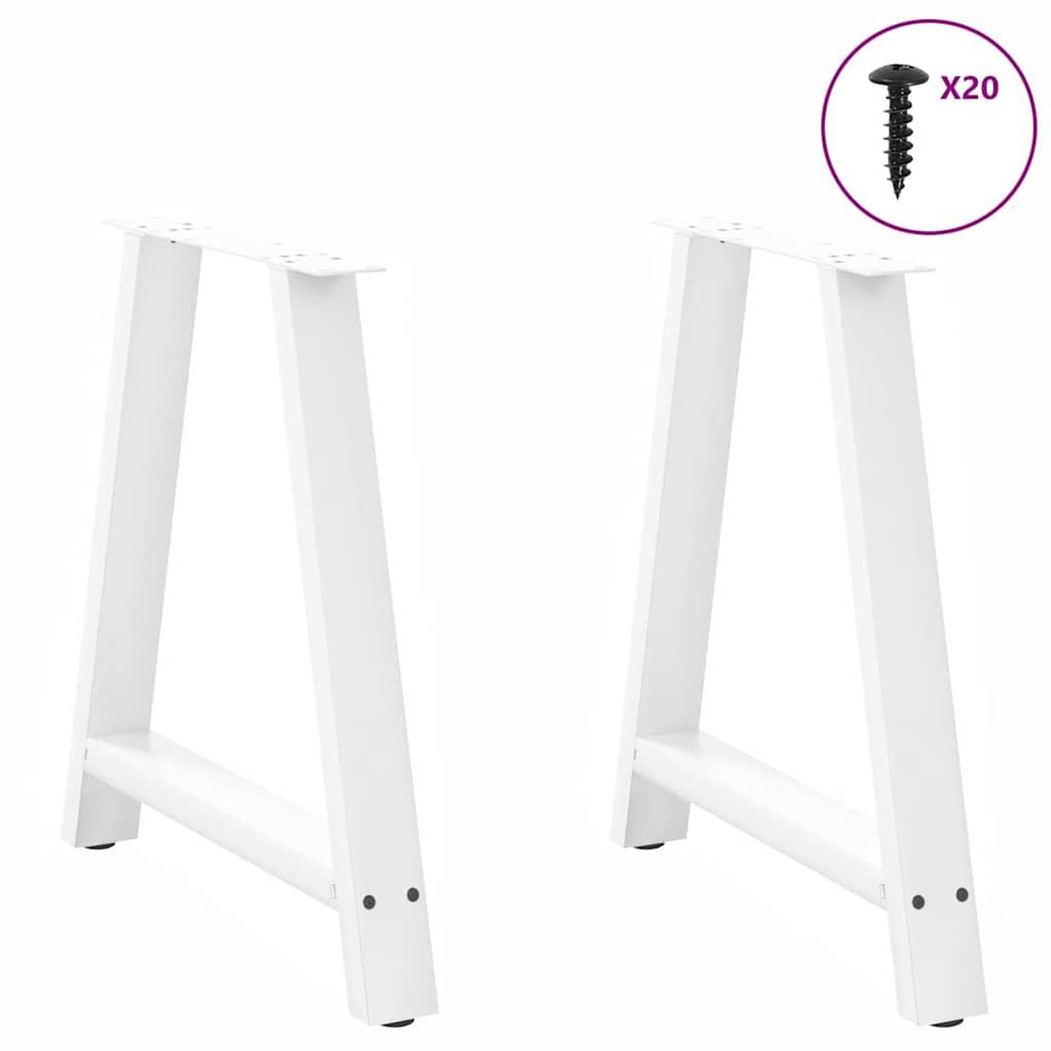 Voir la diapositive 3 : VIDAXL Pieds de table basse forme de A 2 pcs blanc 70x(72-73) cm acier