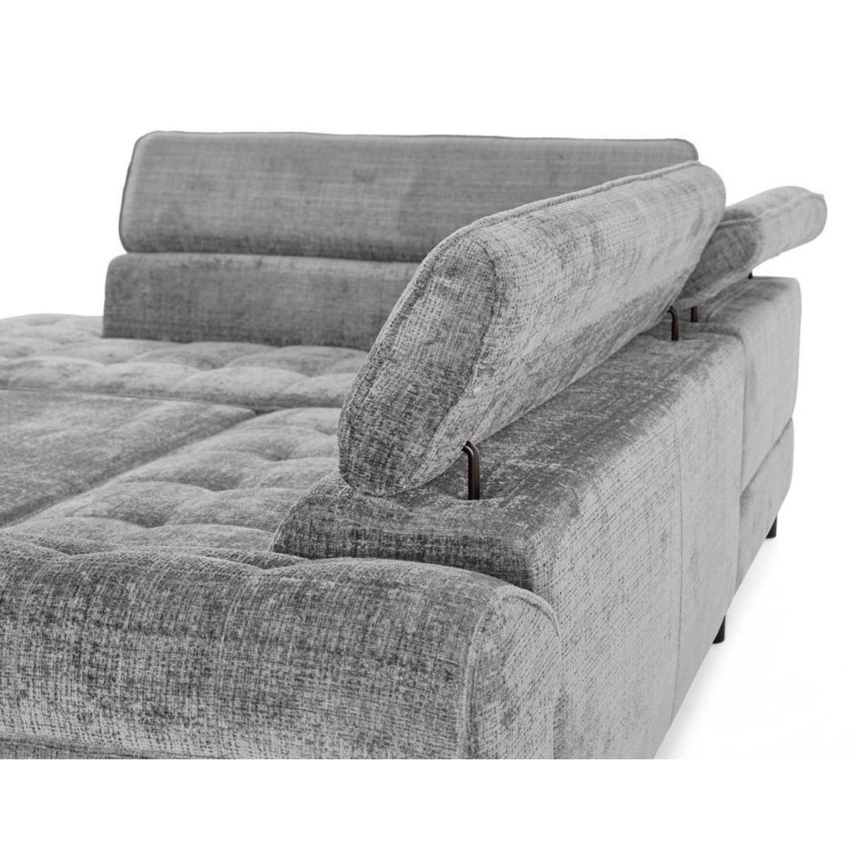 LISA DESIGN Marlo - canapé d'angle gauche 5 places convertible avec coffre et têtières en velours texturé