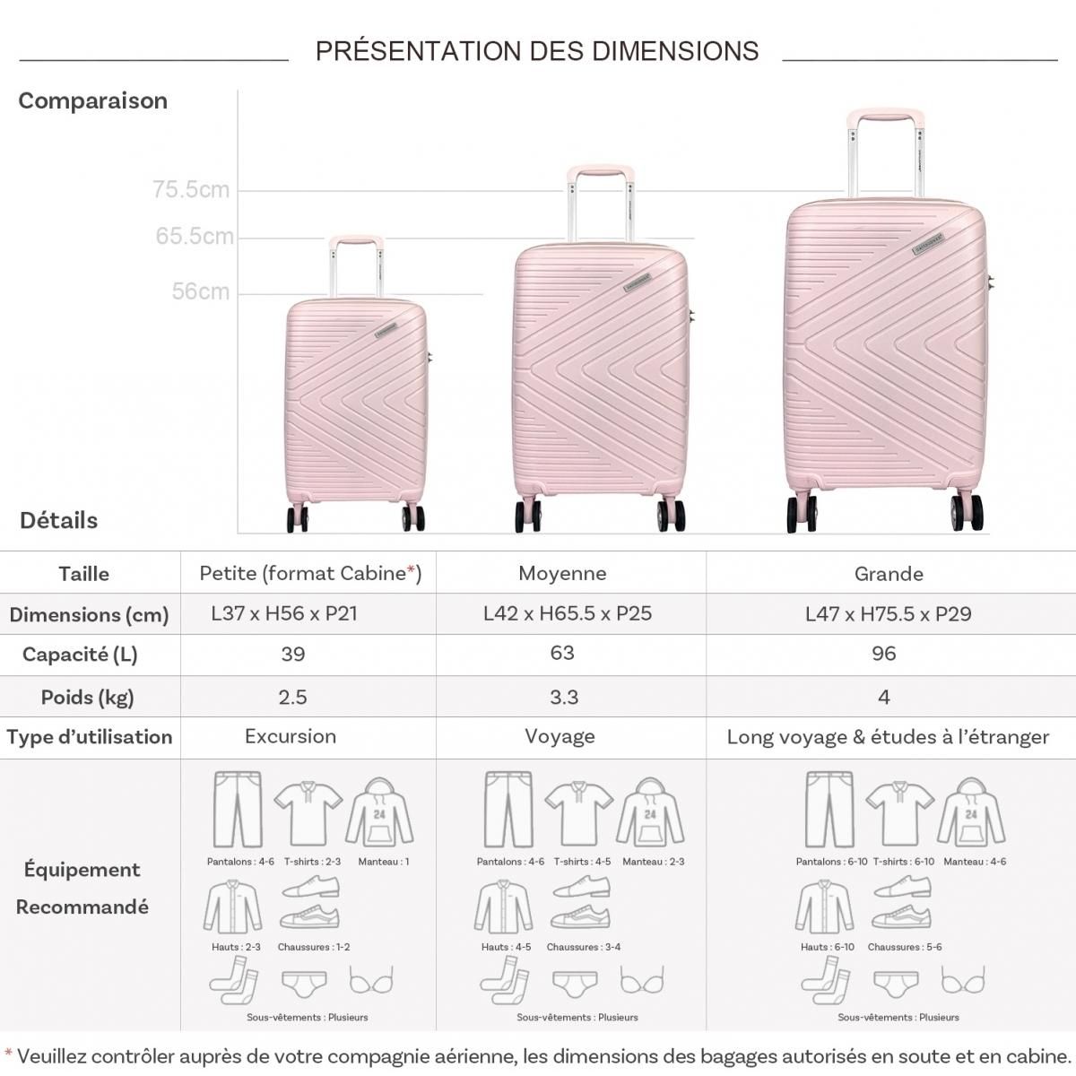 David Jones Lot 3 valises rigides dont 1 valise cabine TSA