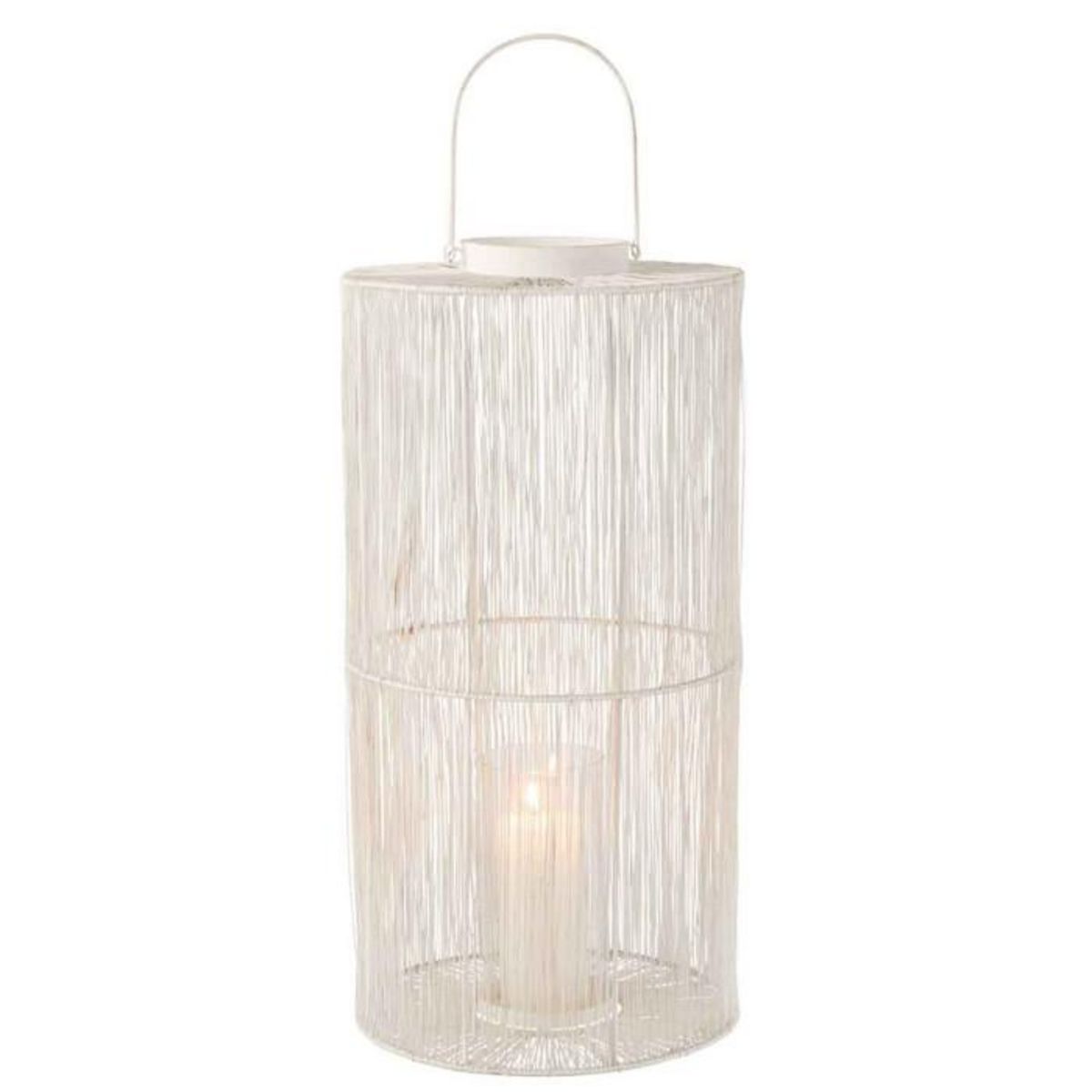 Paris Prix Lanterne Déco en Métal  Vivena  60cm Blanc Mat