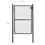Voir la diapositive 4 : ID MARKET Portillon de jardin 105 x 125 cm en acier gris anthracite avec serrure et poignée