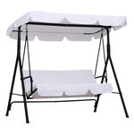 OUTSUNNY Balancelle de jardin 3 places toit inclinaison réglable coussins assise et dossier 1,72L x 1,1l x 1,52H m acier noir polyester blanc
