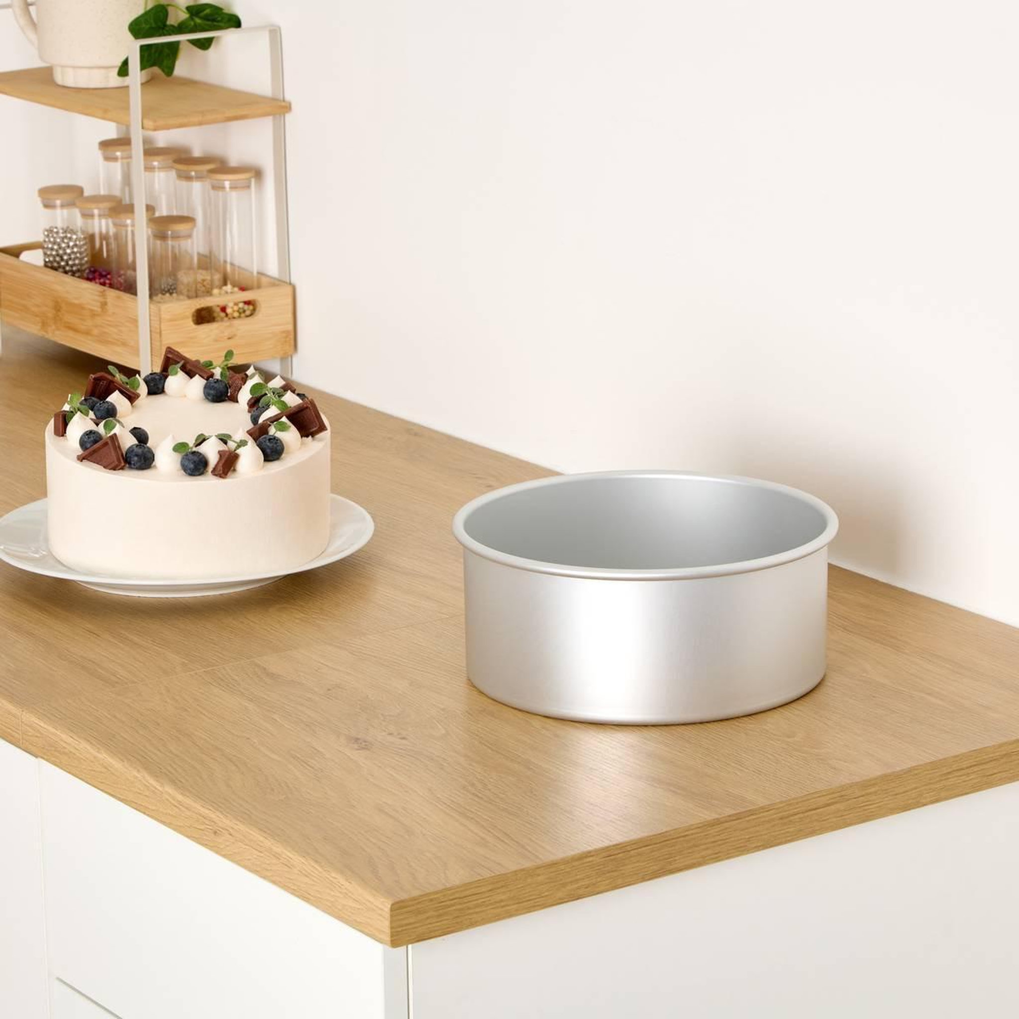 Voir la diapositive 4 : FIVE Moule à bord haut  alto  23cm argent