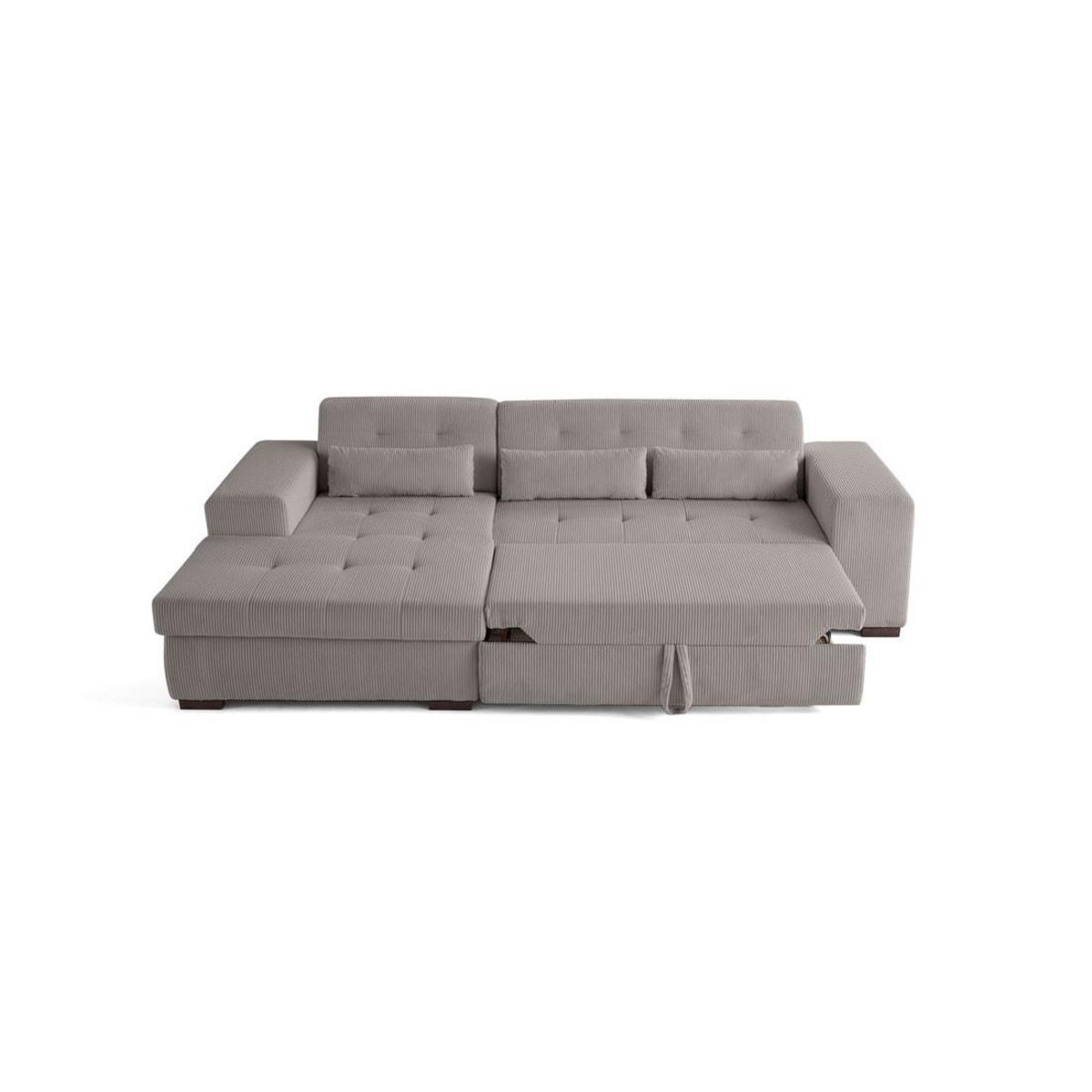 LISA DESIGN Vermont - canapé d'angle gauche - 4 places - convertible avec coffre - en velours côtelé