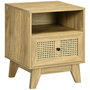 Voir la diapositive 1 : HOMCOM Chevet style bohème - table de nuit design - tiroir, niche - aspect bois manguier rotin
