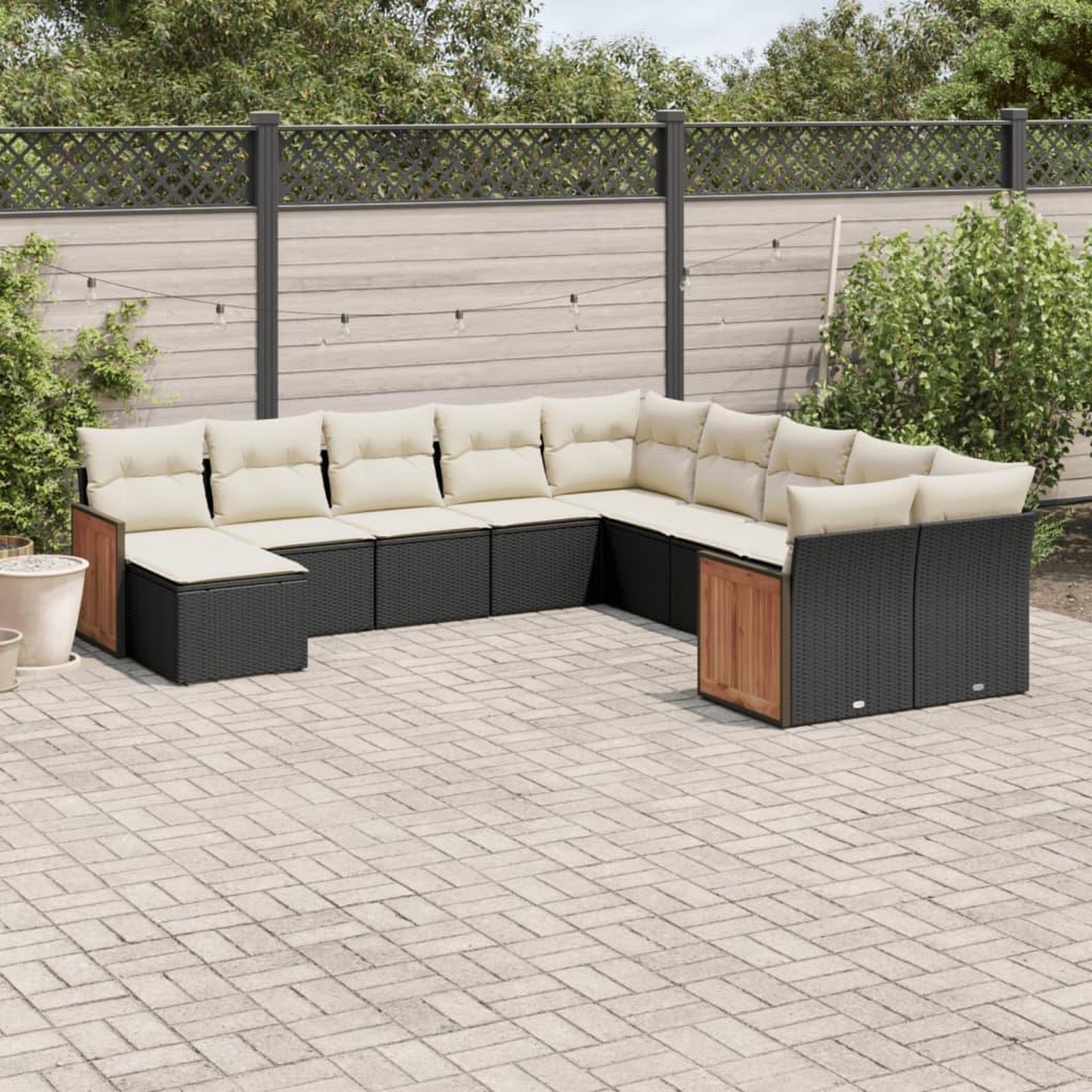 VIDAXL Salon de jardin 11 pcs avec coussins noir resine tressee