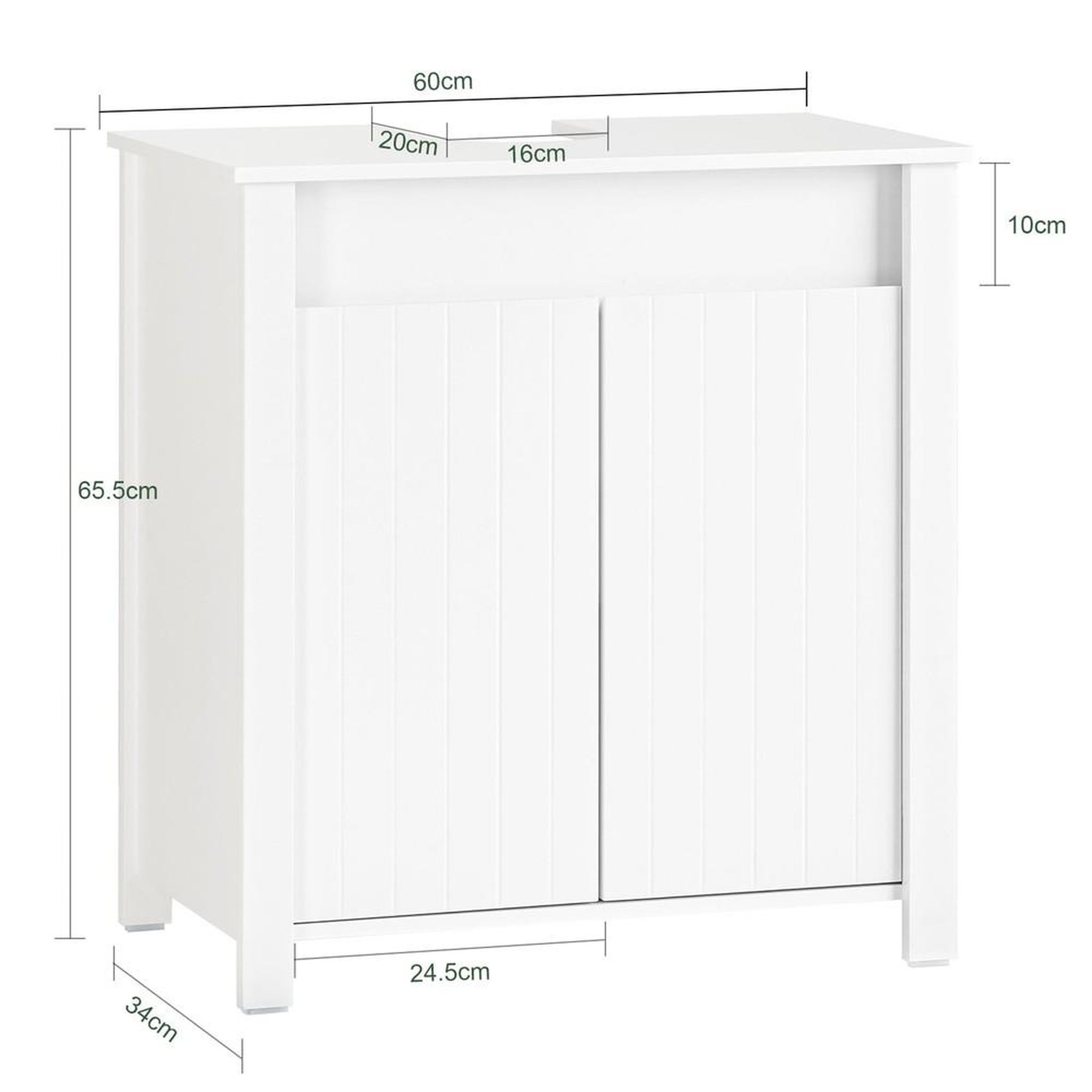 Voir la diapositive 3 : SOBUY SoBuy - Meuble Sous-vasque à deux portes - Blanc - 60x34x65.5cm - Nordique - BZR101-W
