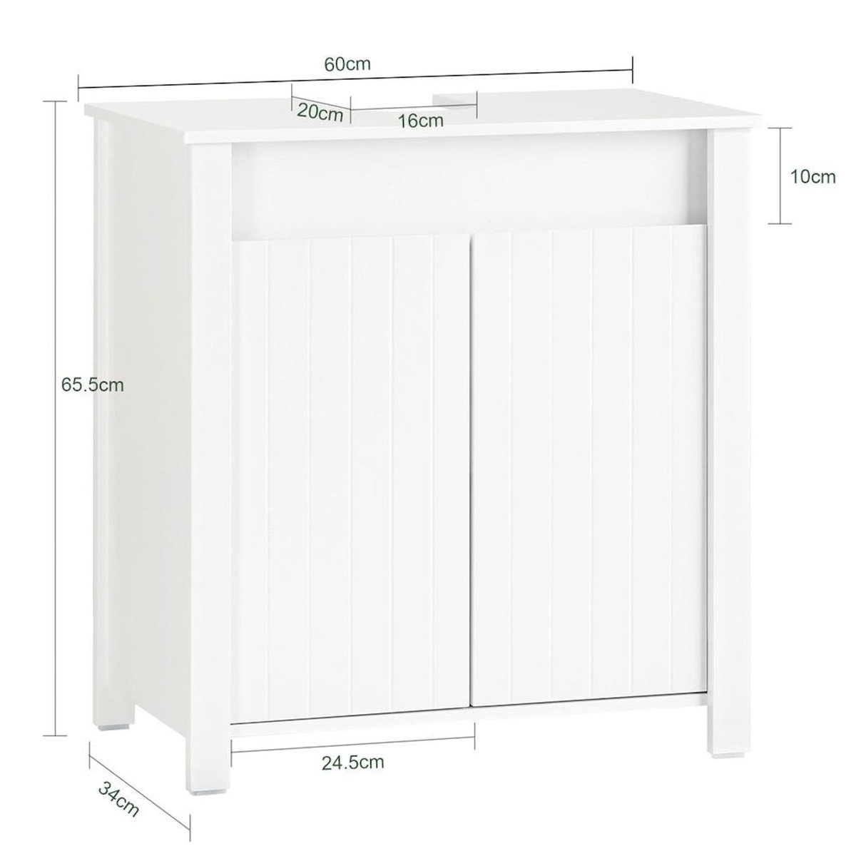 SOBUY SoBuy - Meuble Sous-vasque à deux portes - Blanc - 60x34x65.5cm - Nordique - BZR101-W