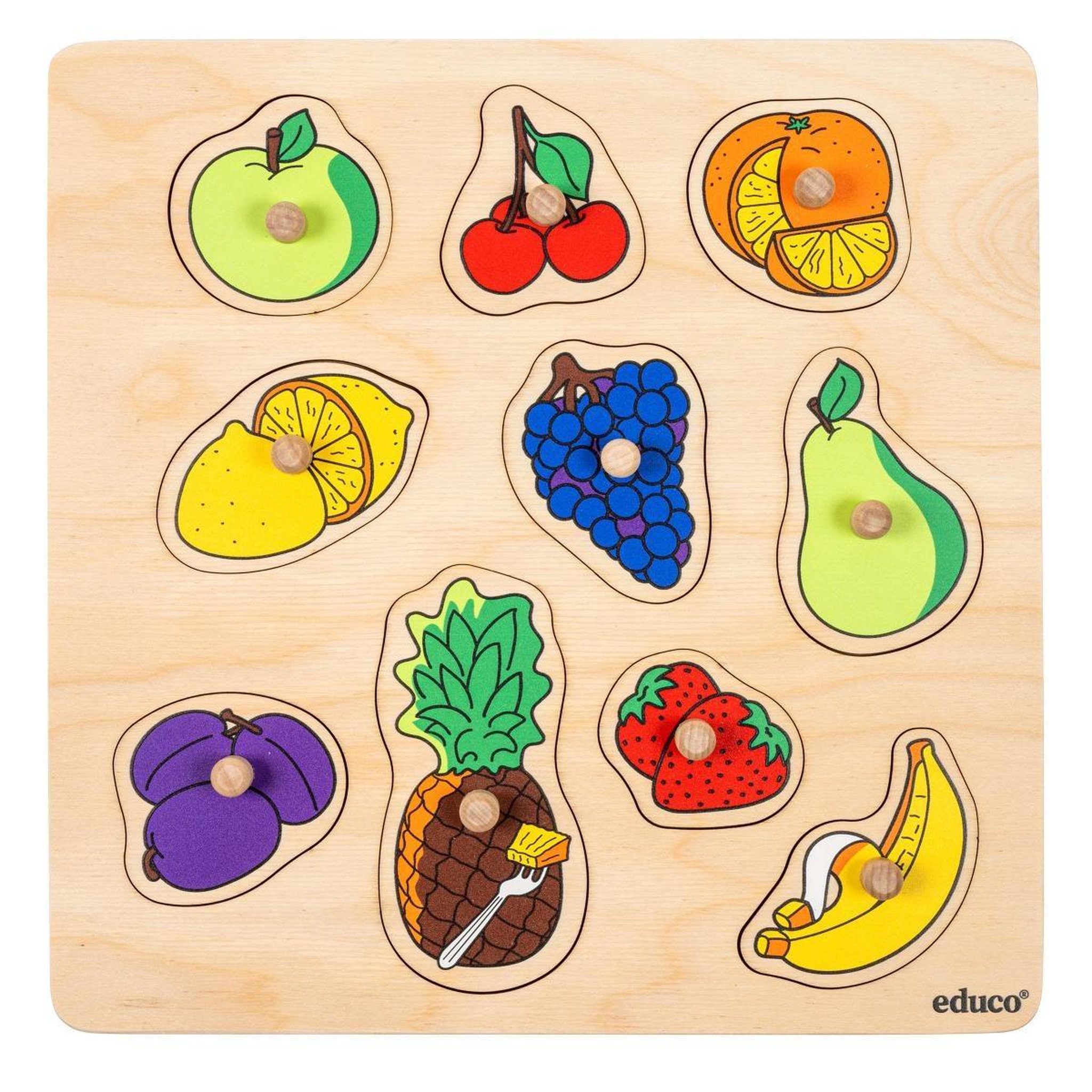 Voir la diapositive 2 : EDUCO Fruits — 10 pièces de puzzle