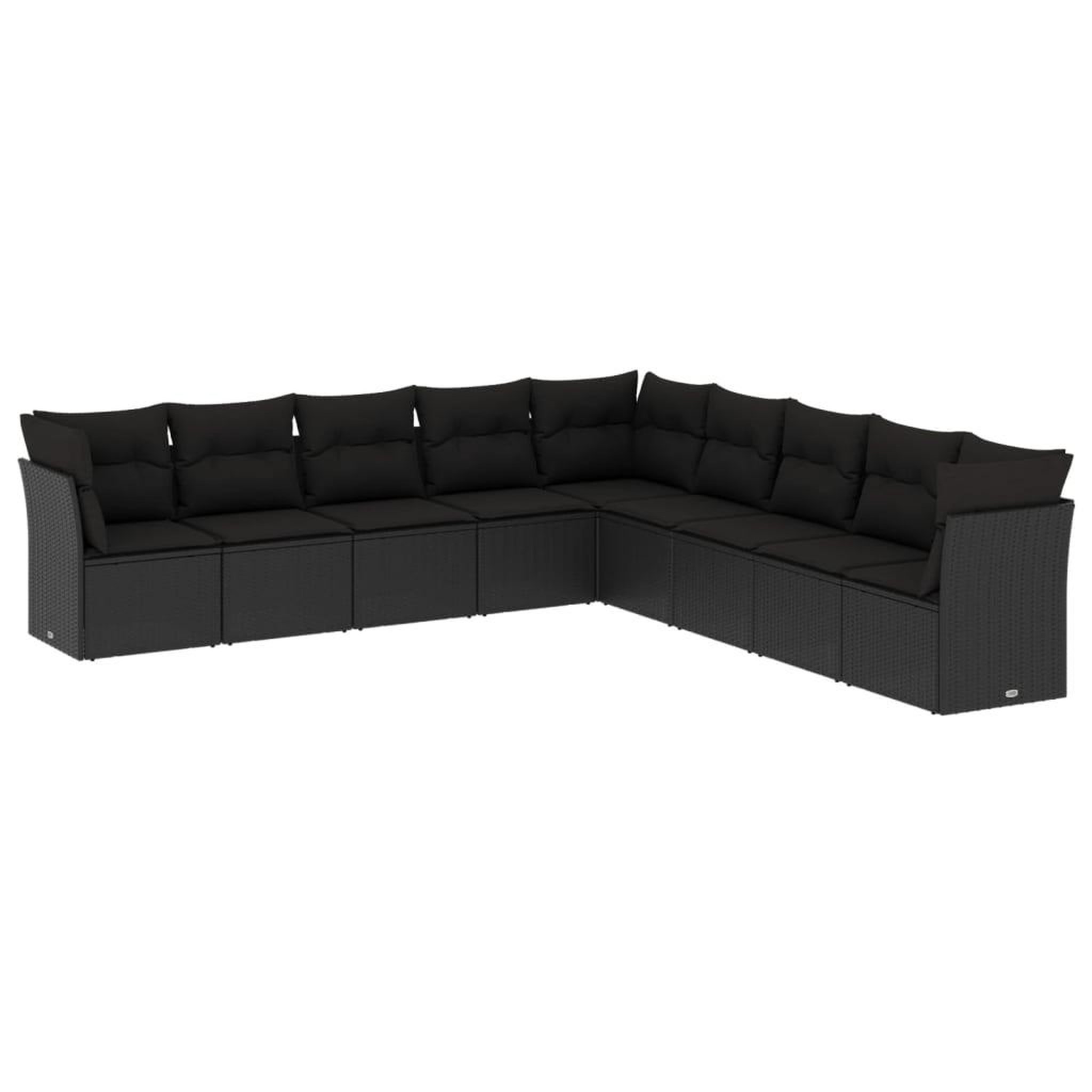 Voir la diapositive 2 : VIDAXL Salon de jardin 9 pcs avec coussins noir resine tressee
