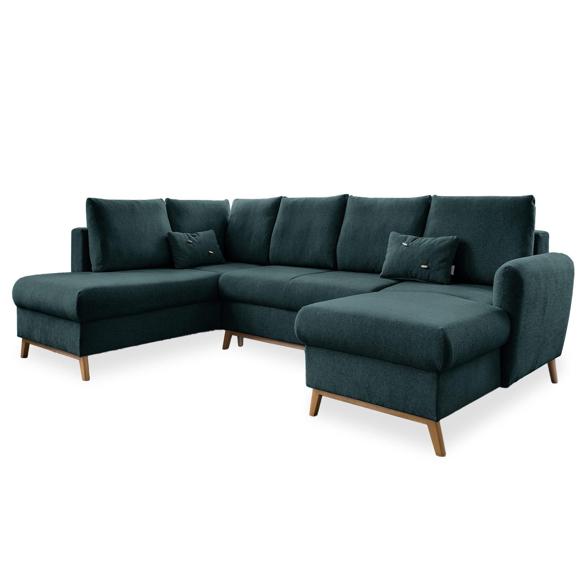 Voir la diapositive 5 : BEST MOBILIER Lagom - canapé d'angle panoramique - convertible - avec coffre - en tissu - 7 places - gauche