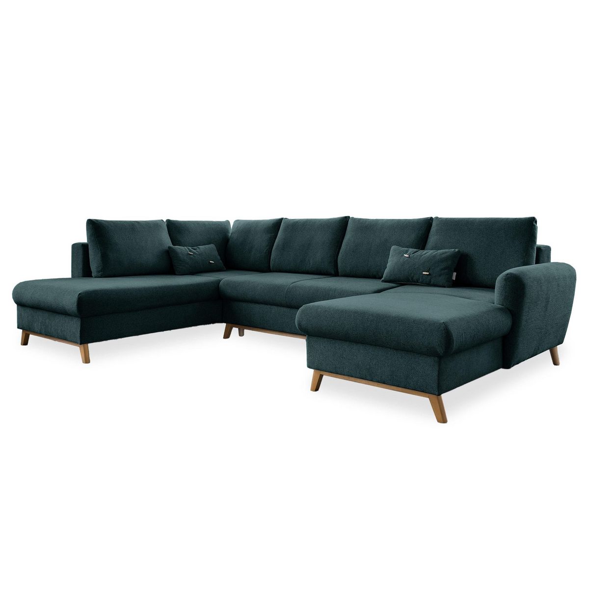 BEST MOBILIER Lagom - canapé d'angle panoramique - convertible - avec coffre - en tissu - 7 places - gauche