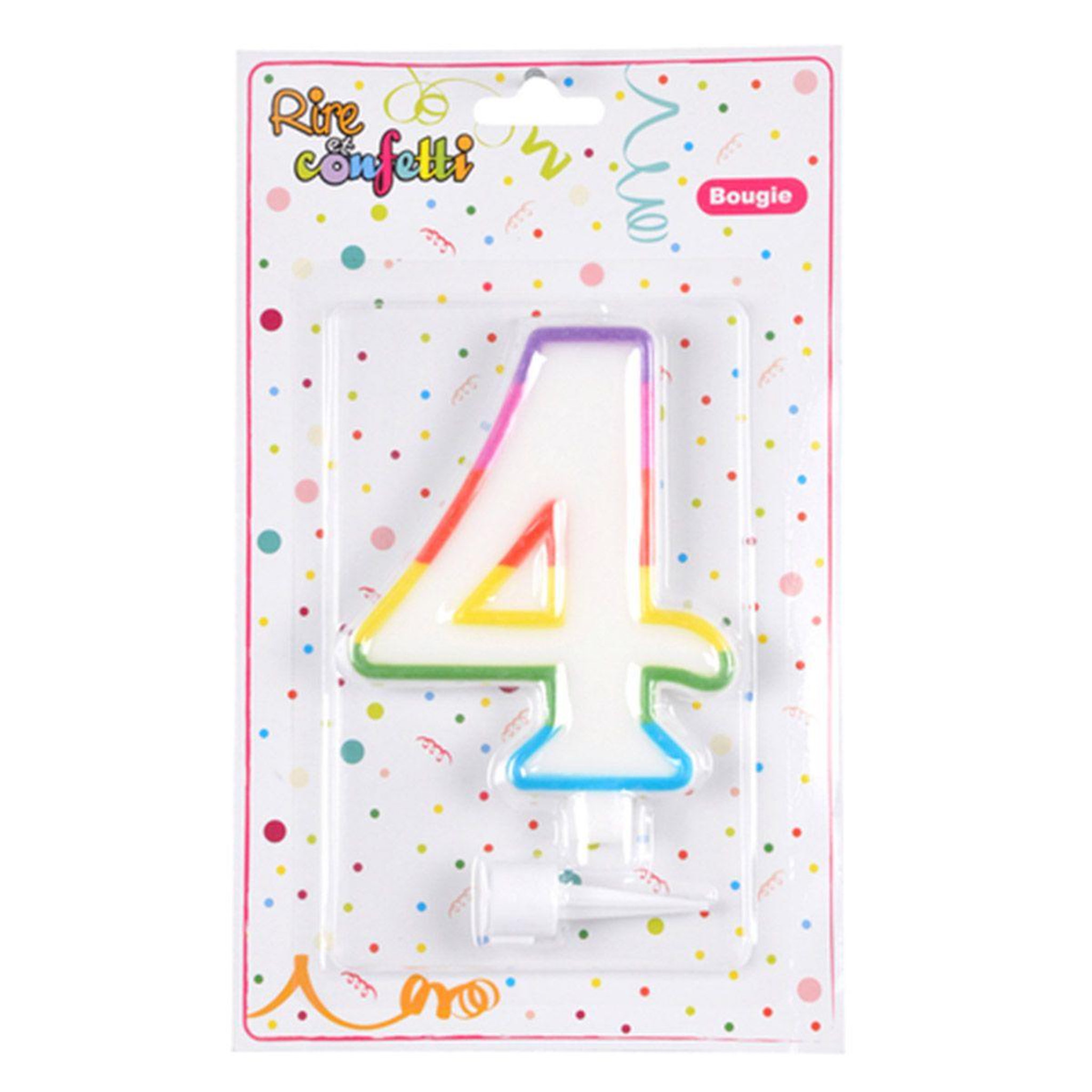 Voir la diapositive 3 : HOMEA Bougie d'Anniversaire  Chiffre 4  10cm Multicolore