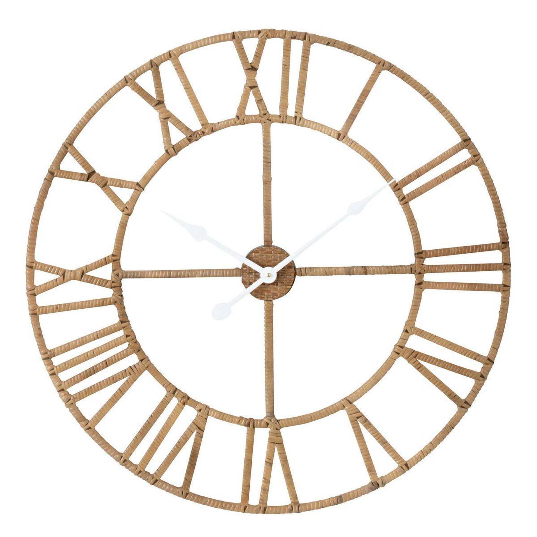 Voir la diapositive 1 : J-LINE Horloge murale en rotin  roman  70cm naturel