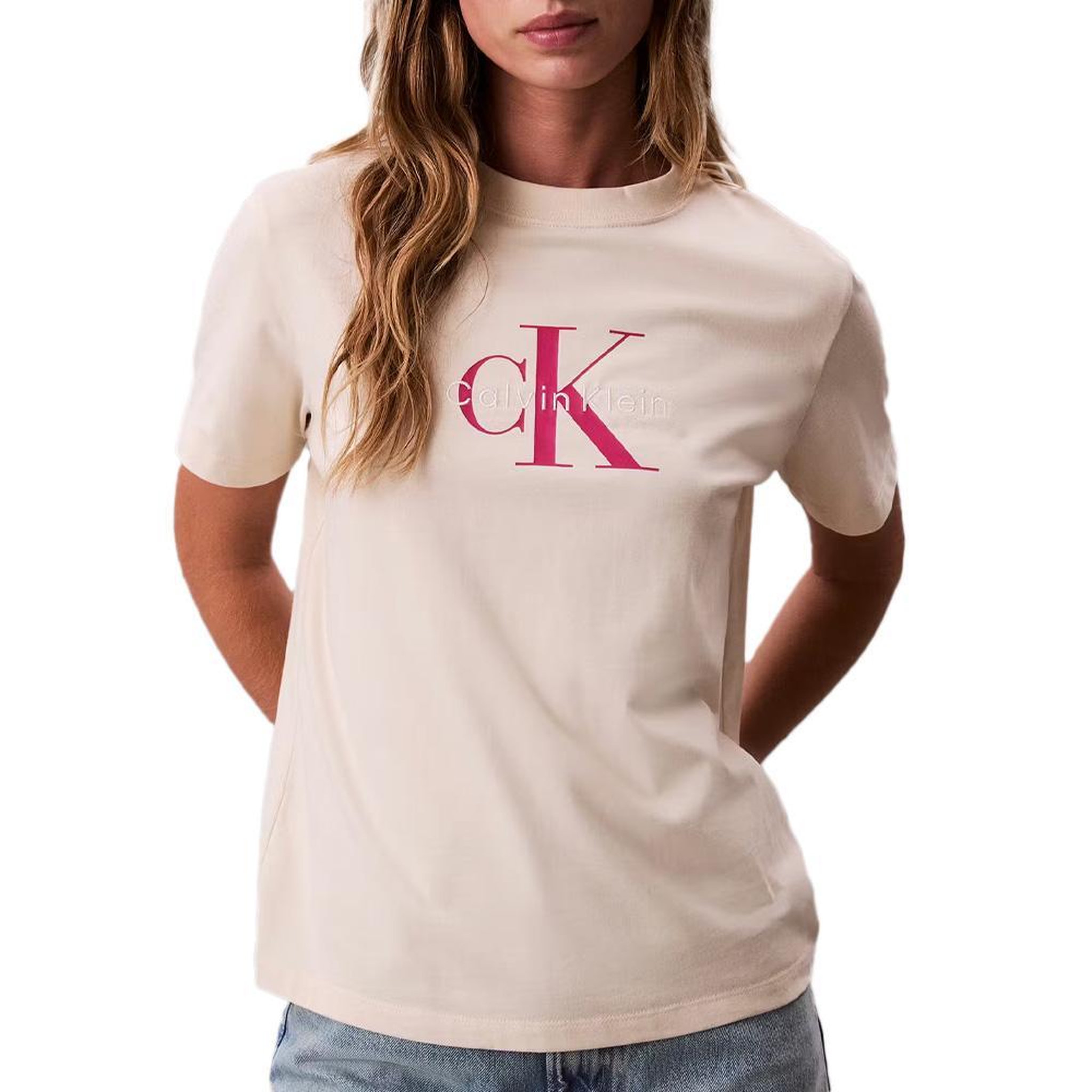 CALVIN KLEIN JEANS T-Shirt Beige Femme Calvin Klein Jeans Hero. Coloris disponibles : Beige